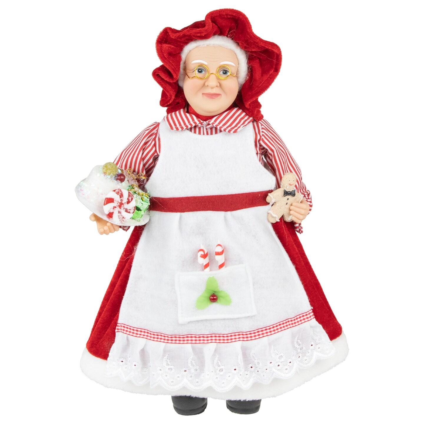Northlight 16" Chef Mrs Claus with Cake and Gingerbread Man Christmas Figure