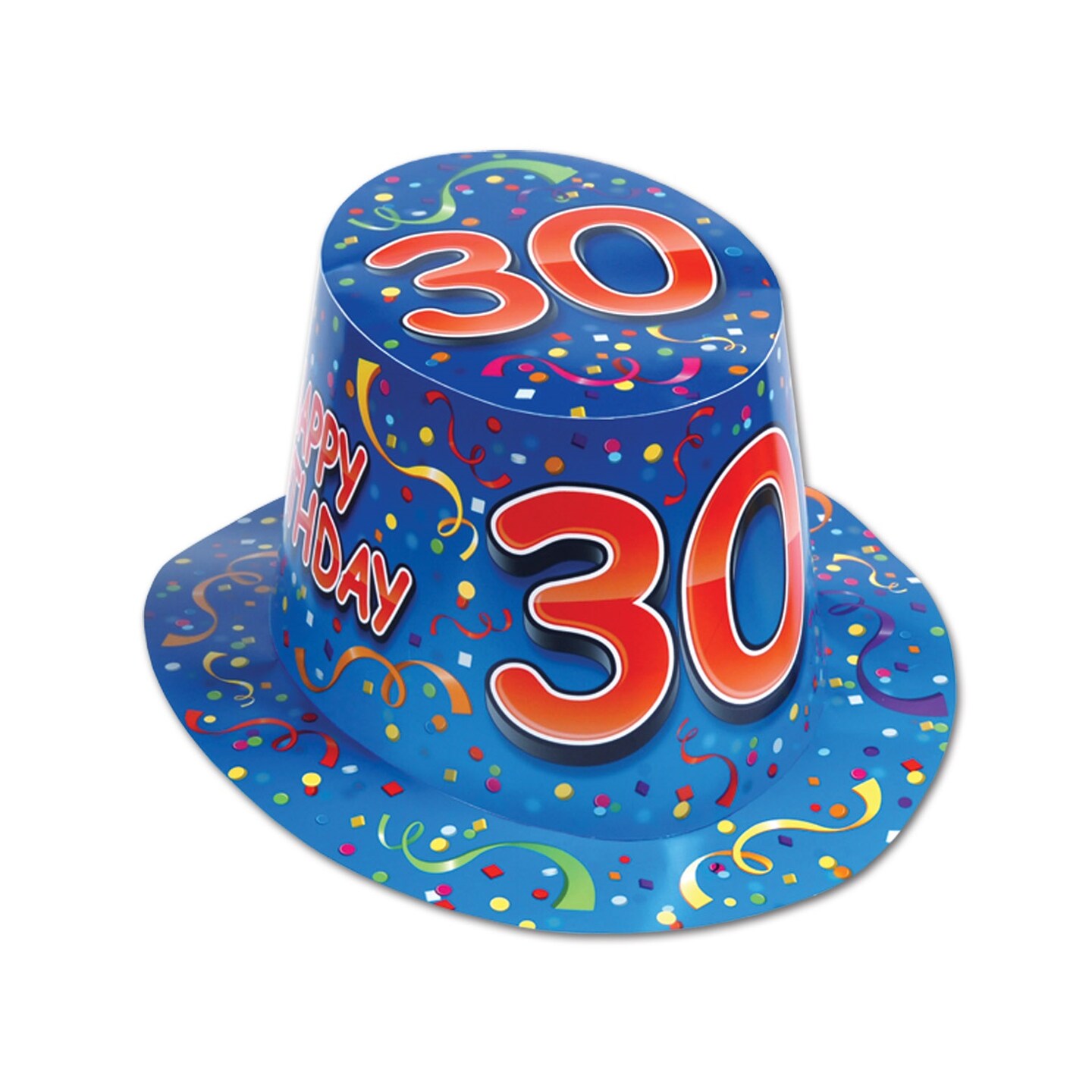 Beistle Club Pack of 25 Blue and Red &#x27;&#x27;Happy 30 Birthday&#x27;&#x27; Hi-Hats