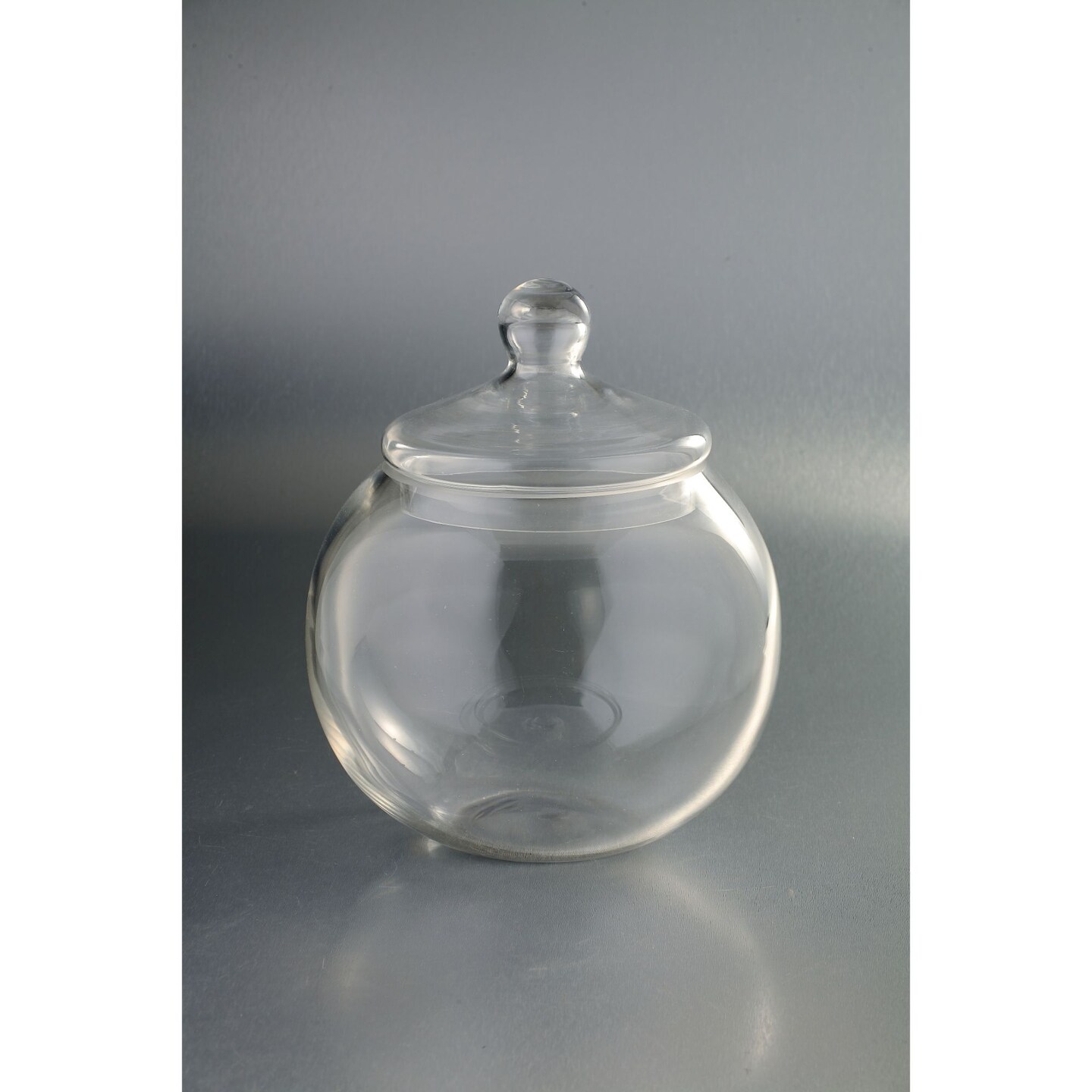 CC Home Furnishings 11&#x22; Clear Spherical Candy Dish Jar with Finial Lid
