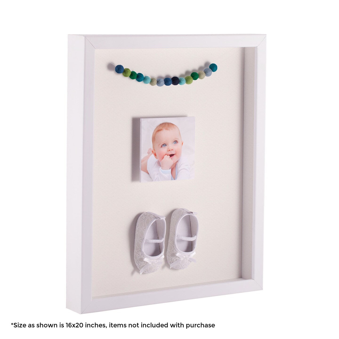 ArtToFrames 12x16 Inch Shadow Box Picture Frame, with a Satin White 1.00" Wide Shadowbox frame and Super White Mat Backing (4655)