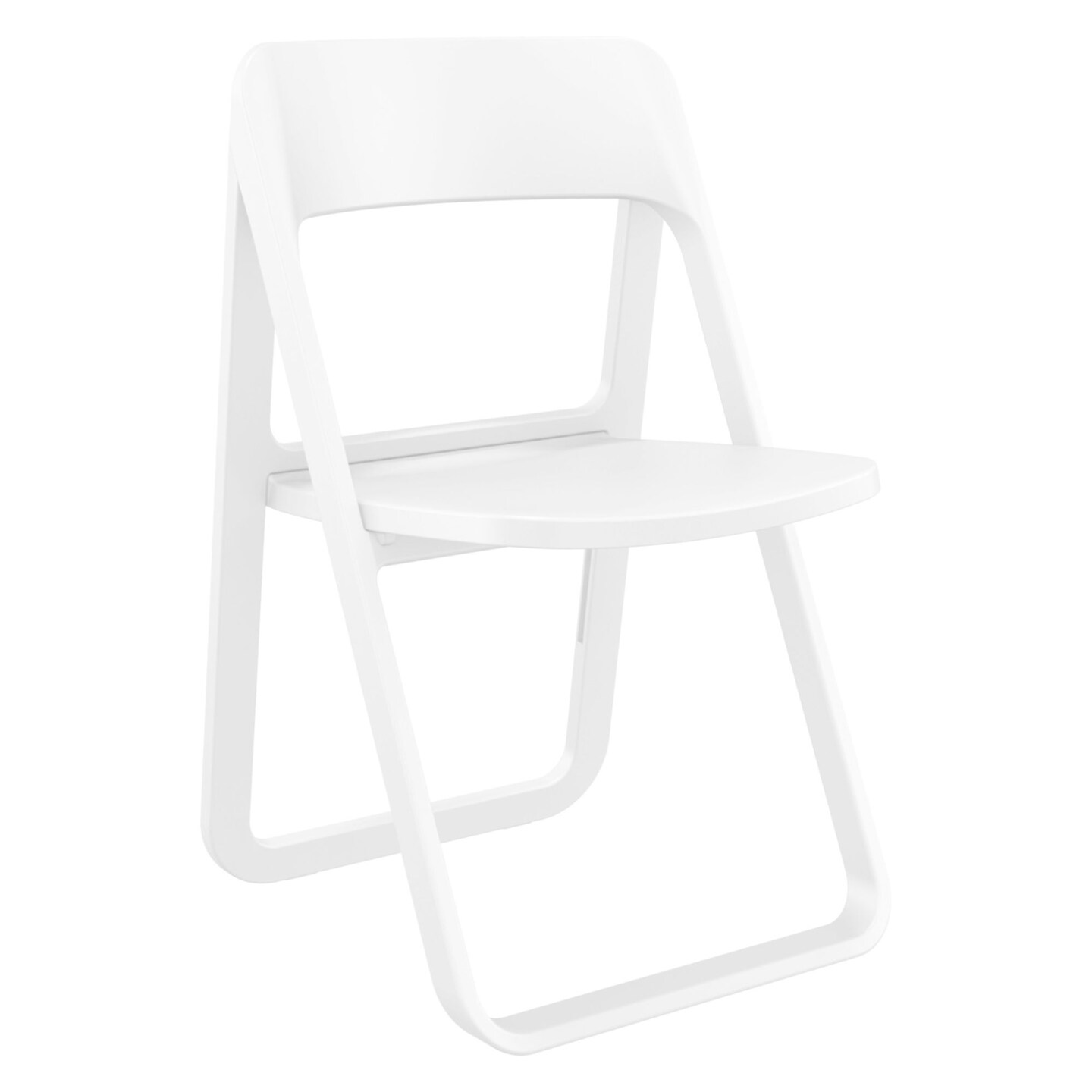 Luxury Commercial Living 32.25&#x22; White Solid Outdoor Resin Folding Chair