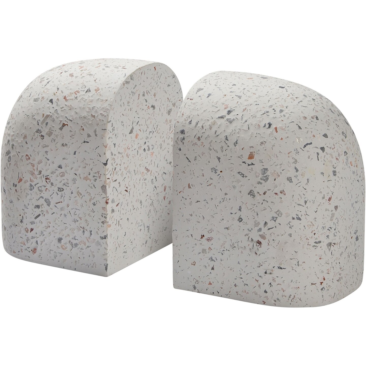 Signature Home Collection Set of 2 White Speckled Terrazzo Bookends 6.25&#x22;