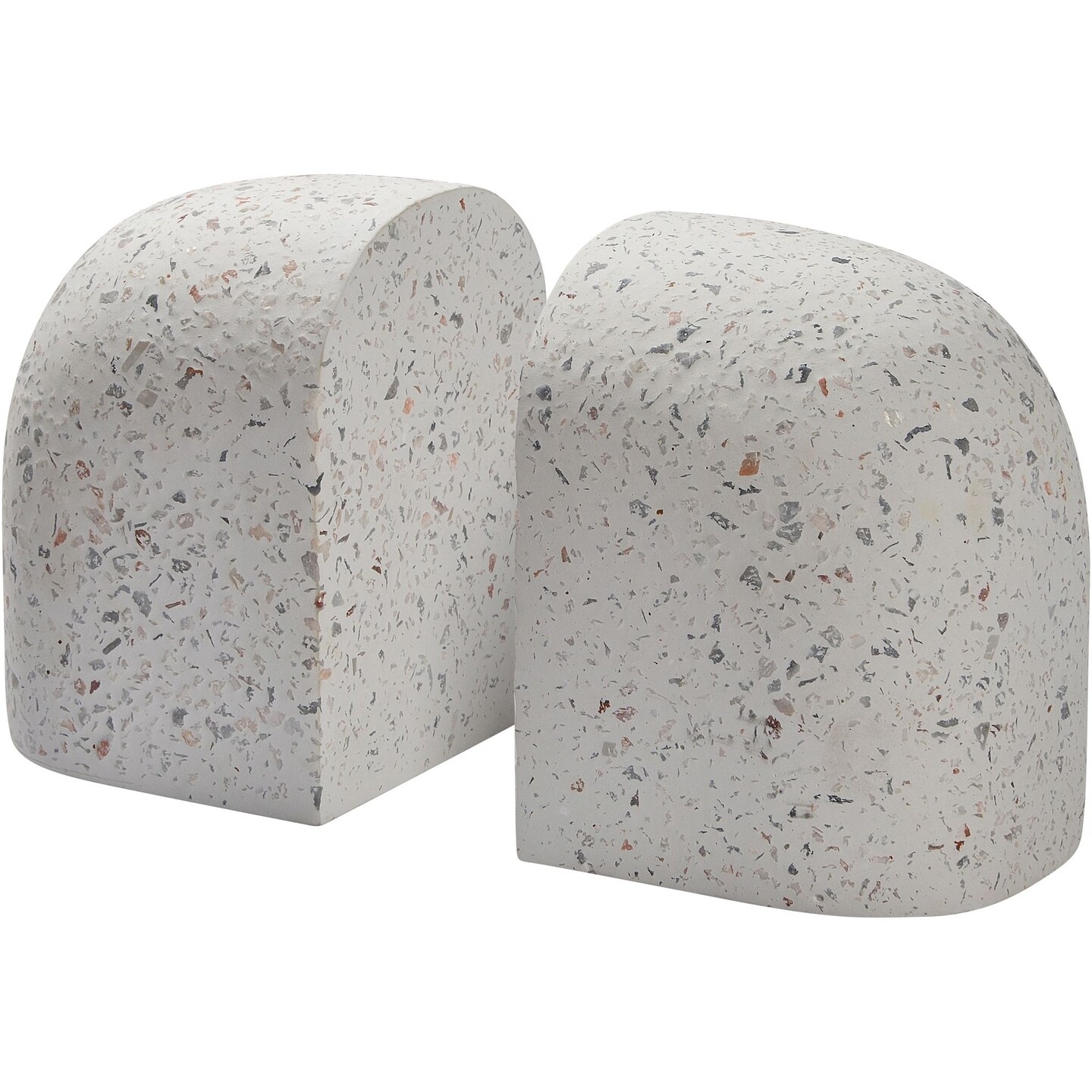 Signature Home Collection Set of 2 White Speckled Terrazzo Bookends 6.25"