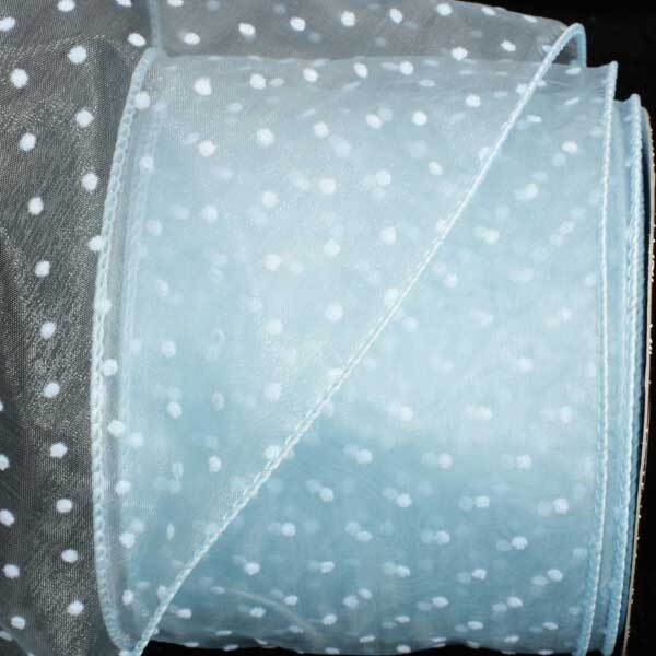 The Ribbon People Baby Blue Polka Dotted Wired Craft Ribbon 2.5&#x22; x 40 Yards