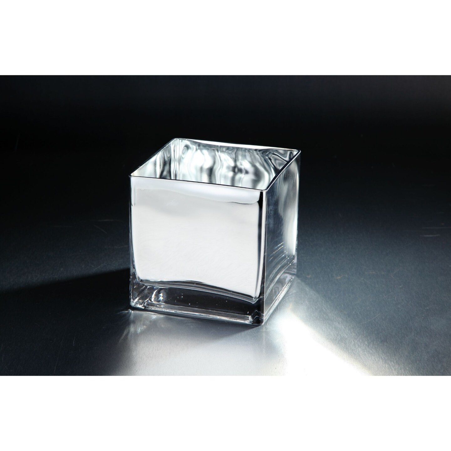 CC Home Furnishings 7" Silver Square Hand Blown Glass Votive Candle