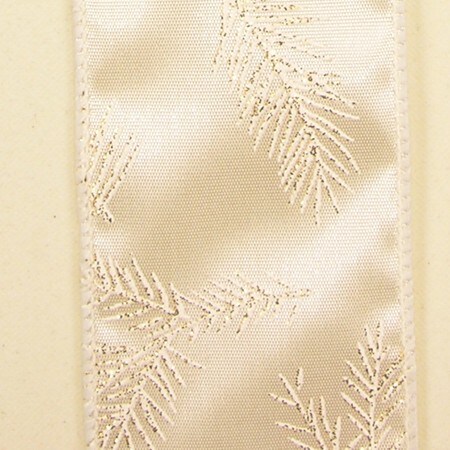 The Ribbon People Ivory Glittering Pine Print Wired Craft Ribbon 2&#x22; x 40 Yards