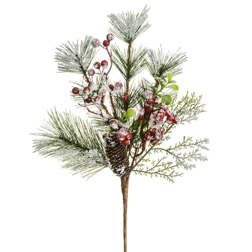 Allstate Snow Berry and Pine Cone Artificial Christmas Spray - 22&#x22;