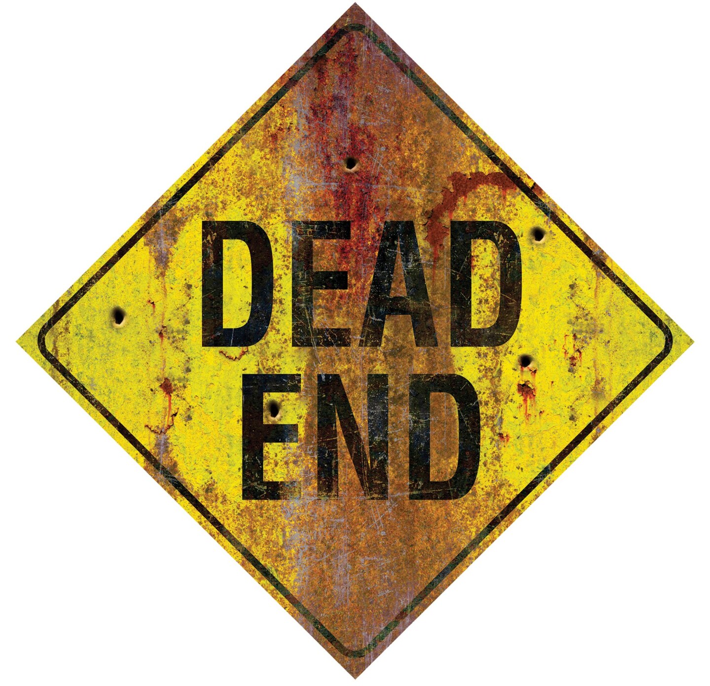 The Costume Center 26&#x22; Black and Yellow &#x22;DEAD END&#x22; Halloween Square Wall Sign