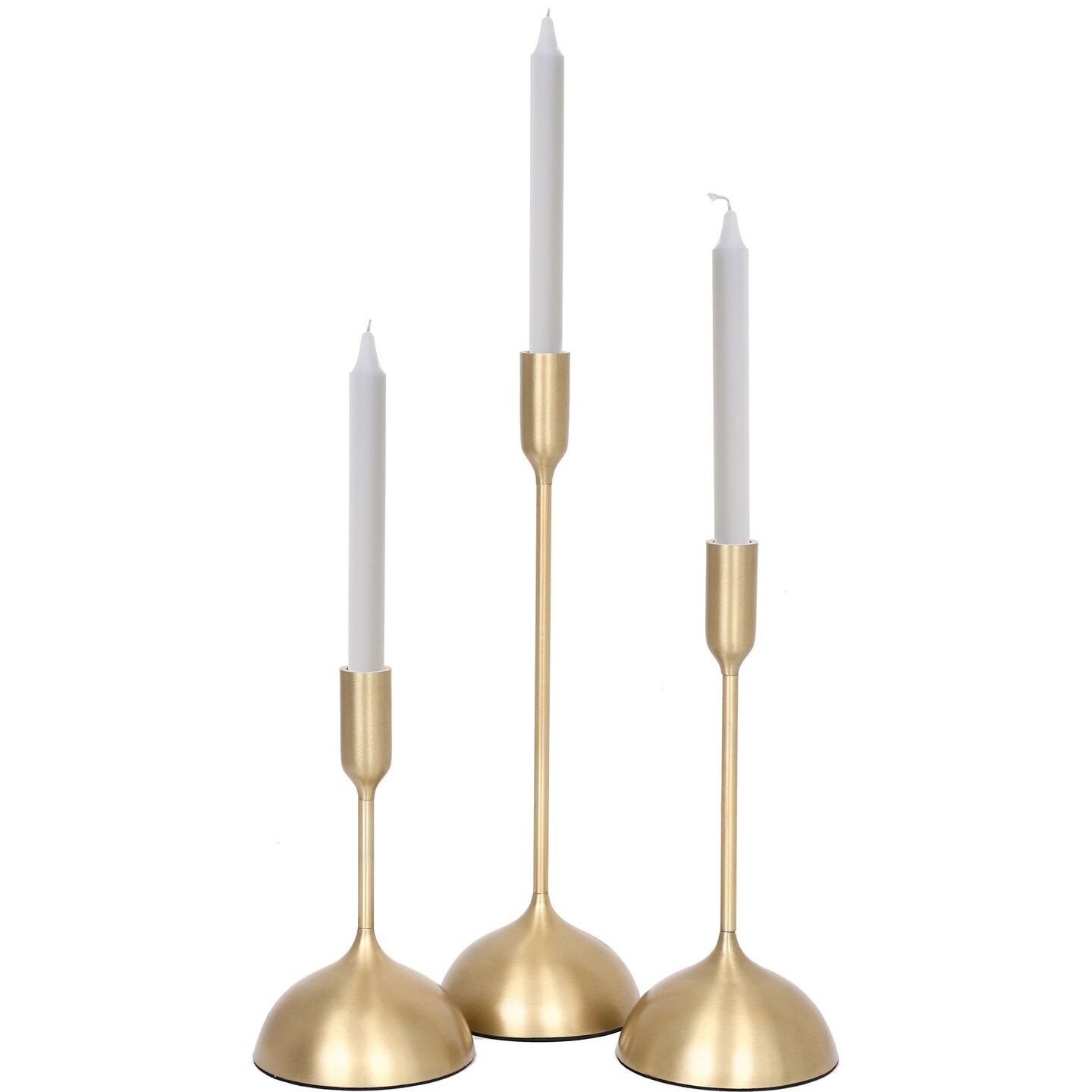 Signature Home Collection Set of 3 Gold Contemporary Candle Holders 16"