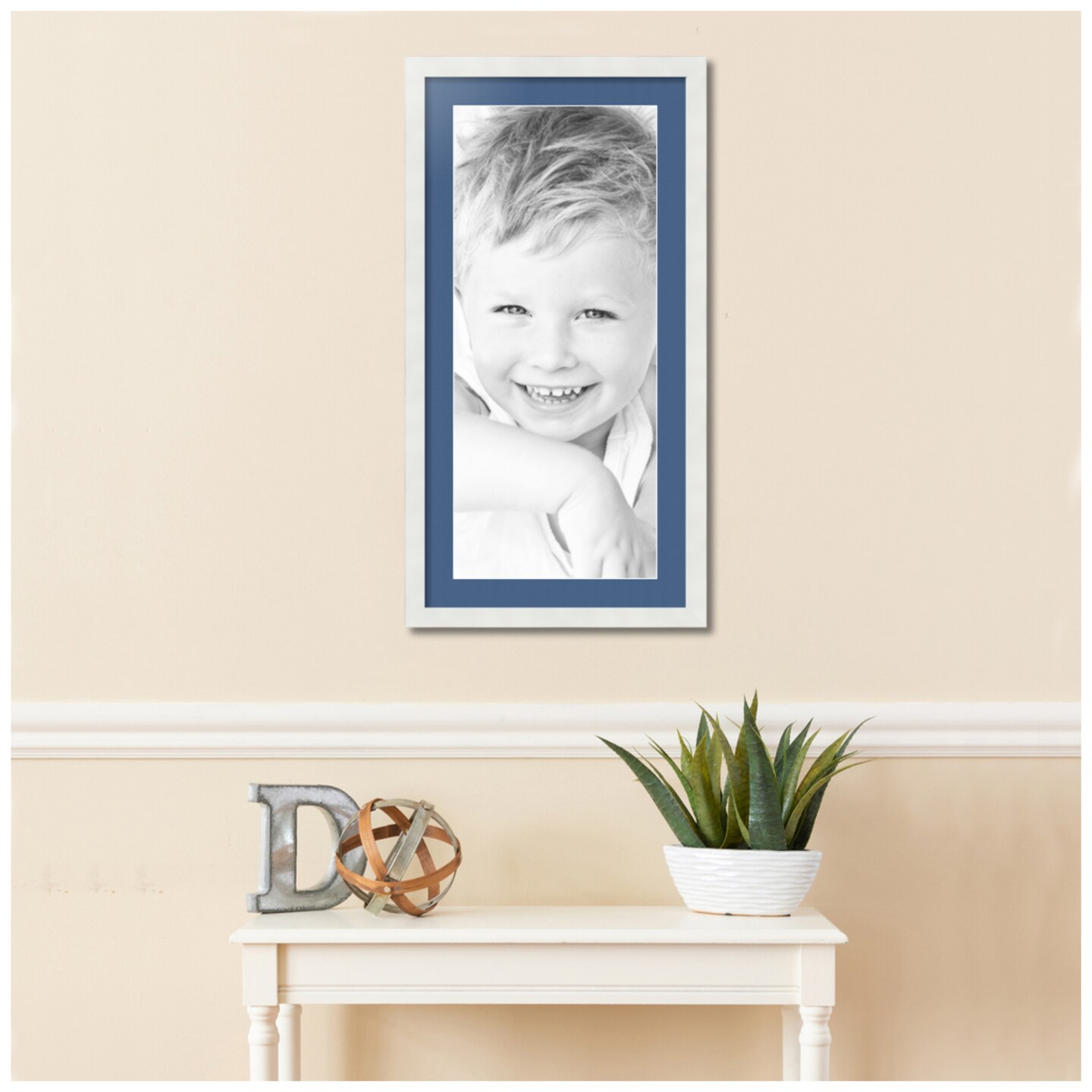 ArtToFrames 16x32&#x22; Matted Picture Frame with 12x28&#x22; Single Mat Photo Opening Framed in 1.25&#x22; White and 2&#x22; Mat (FWM-3966-16x32)
