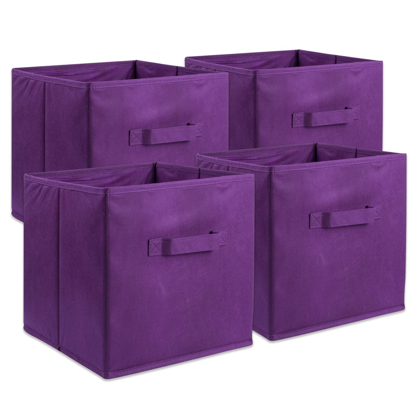 Contemporary Home Living Set of 4 Purple Cube Storage Bin 11"