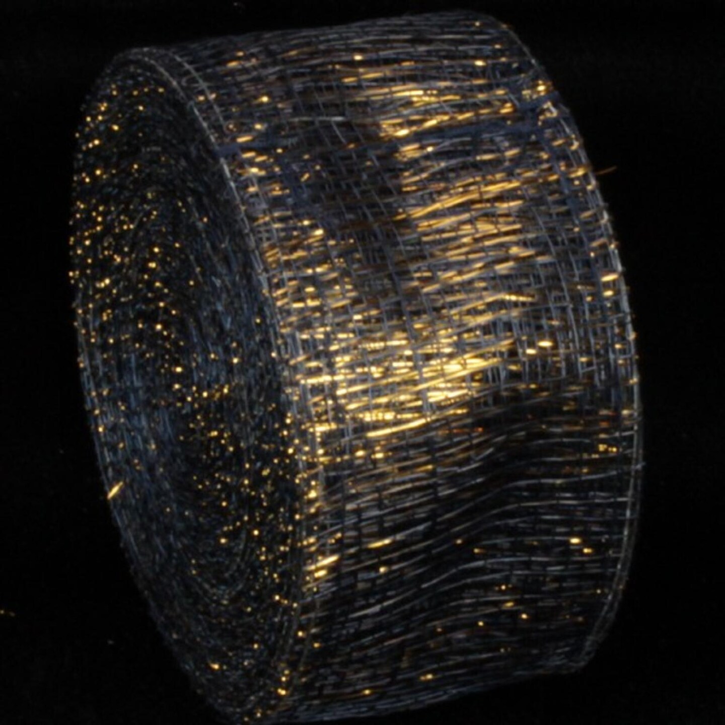 The Ribbon People Black and Silver Colored Wired Abaca Fiber Ribbon 2 x 64 Yards