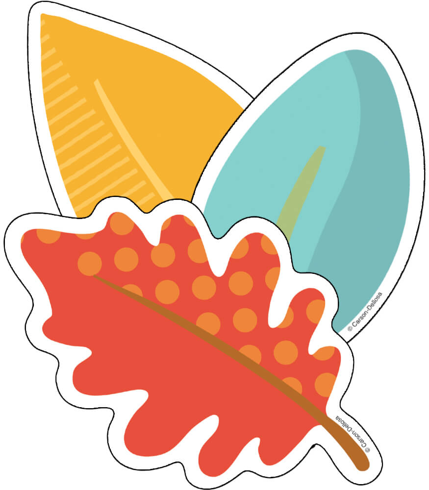 Carson Dellosa Colorful Leaves Cutouts, 36 Fall Cutouts for Bulletin Board and Classroom Décor, Multi-Color Leaf Classroom Cut-outs, Seasonal Cutouts for Classroom Fall Bulletin Board Decorations