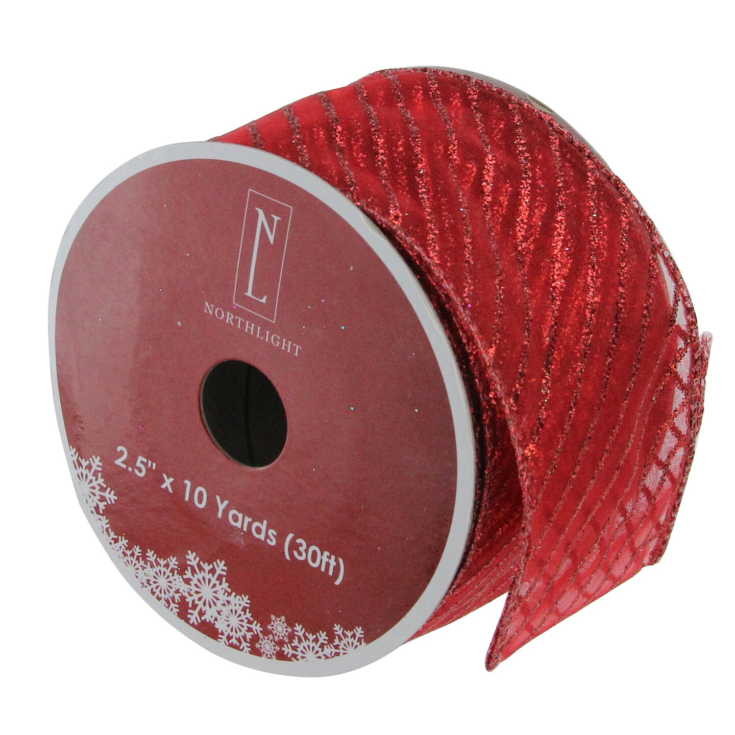 Northlight Pack of 12 Glittered Red Wired Christmas Craft Ribbons - 2.5&#x22; x 120 Yards