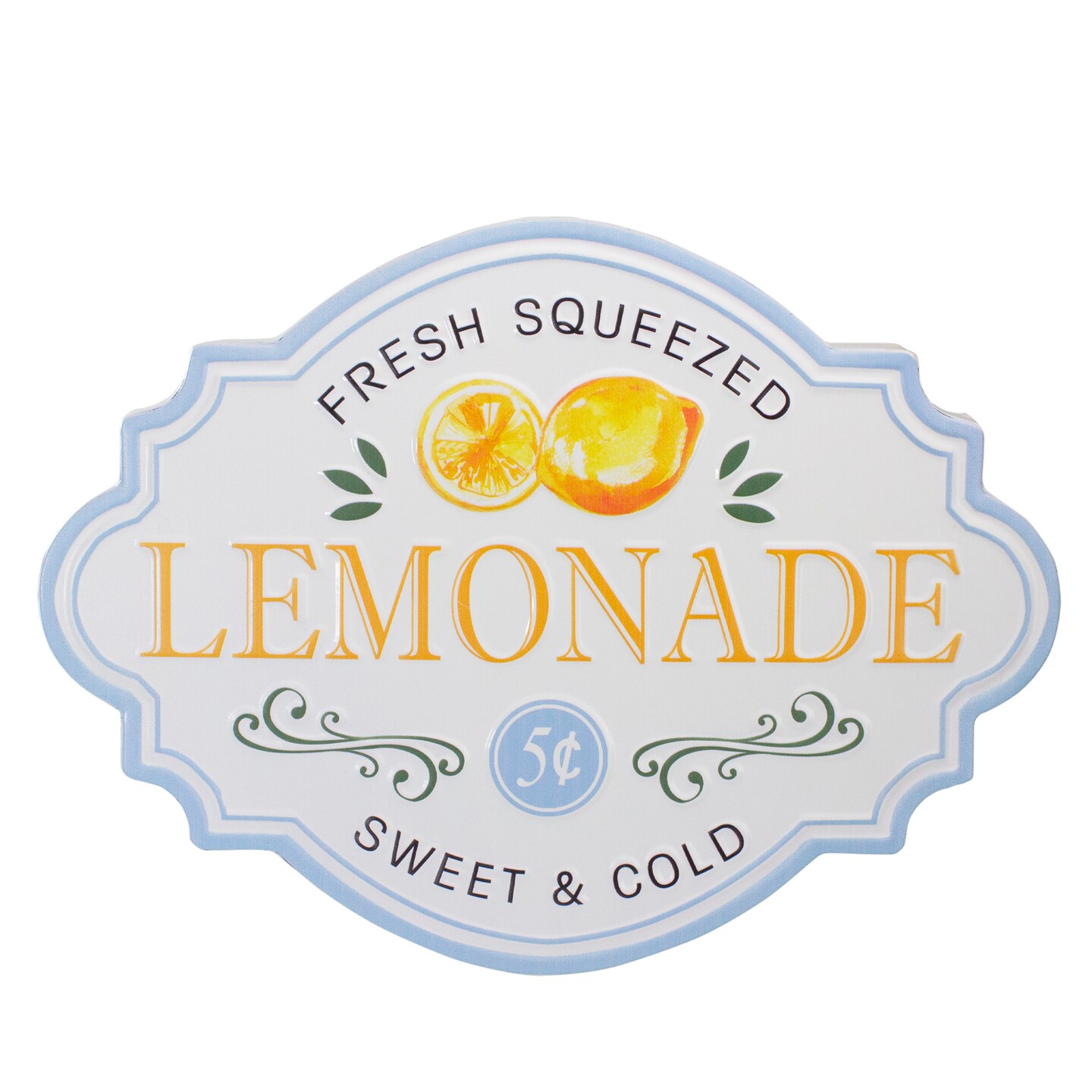 Northlight Metal "Fresh Squeezed Lemonade" Sign Spring Wall Decor - 15.25" - Yellow and Blue
