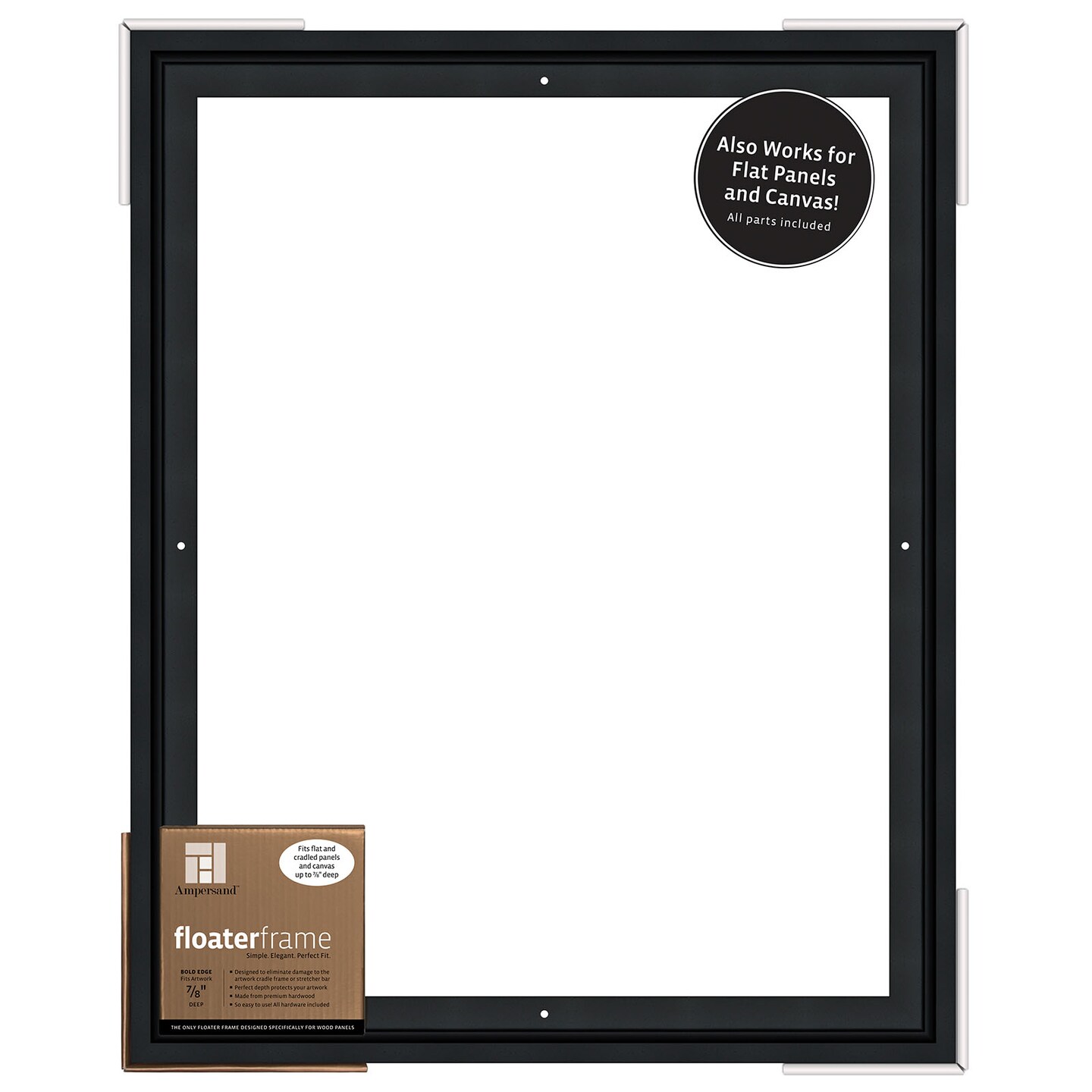 Ampersand Art Floaterframe, Bold Edge, 7/8&#x22; Depth, 16&#x22; x 20&#x22;, Black