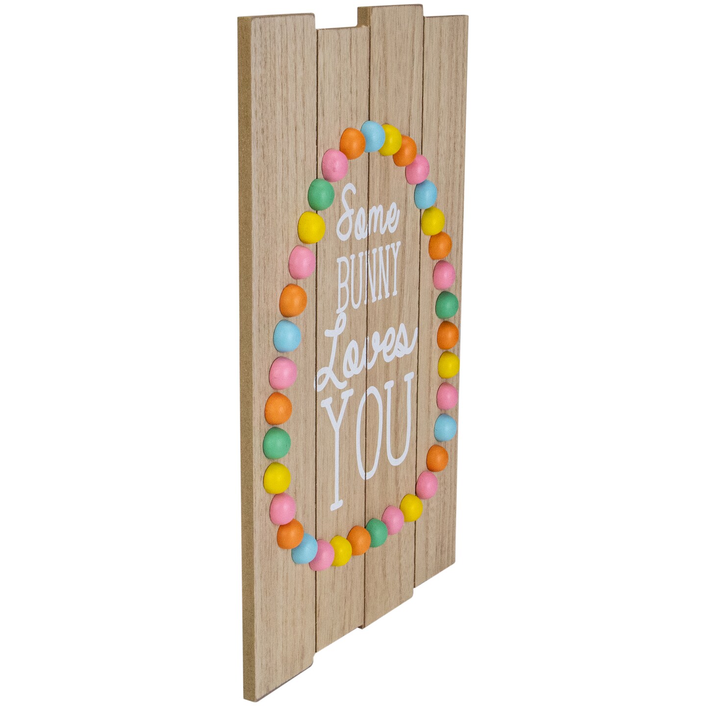 Tii Collections 15.75&#x22; Colorful Candy Shaped Egg Some Bunny Loves You Hanging Easter Wall Decor