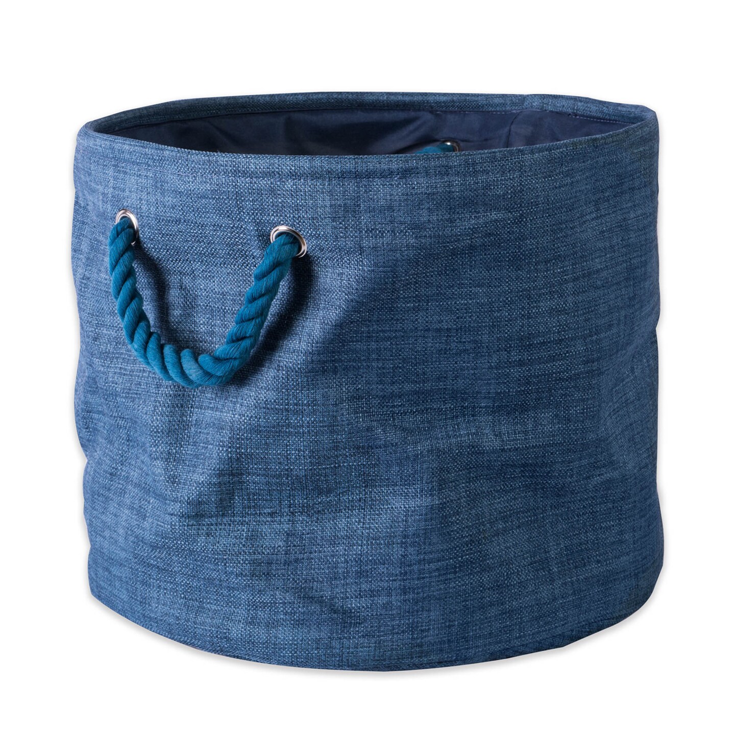 Contemporary Home Living 15&#x22; Blue Round Medium Storage Basket