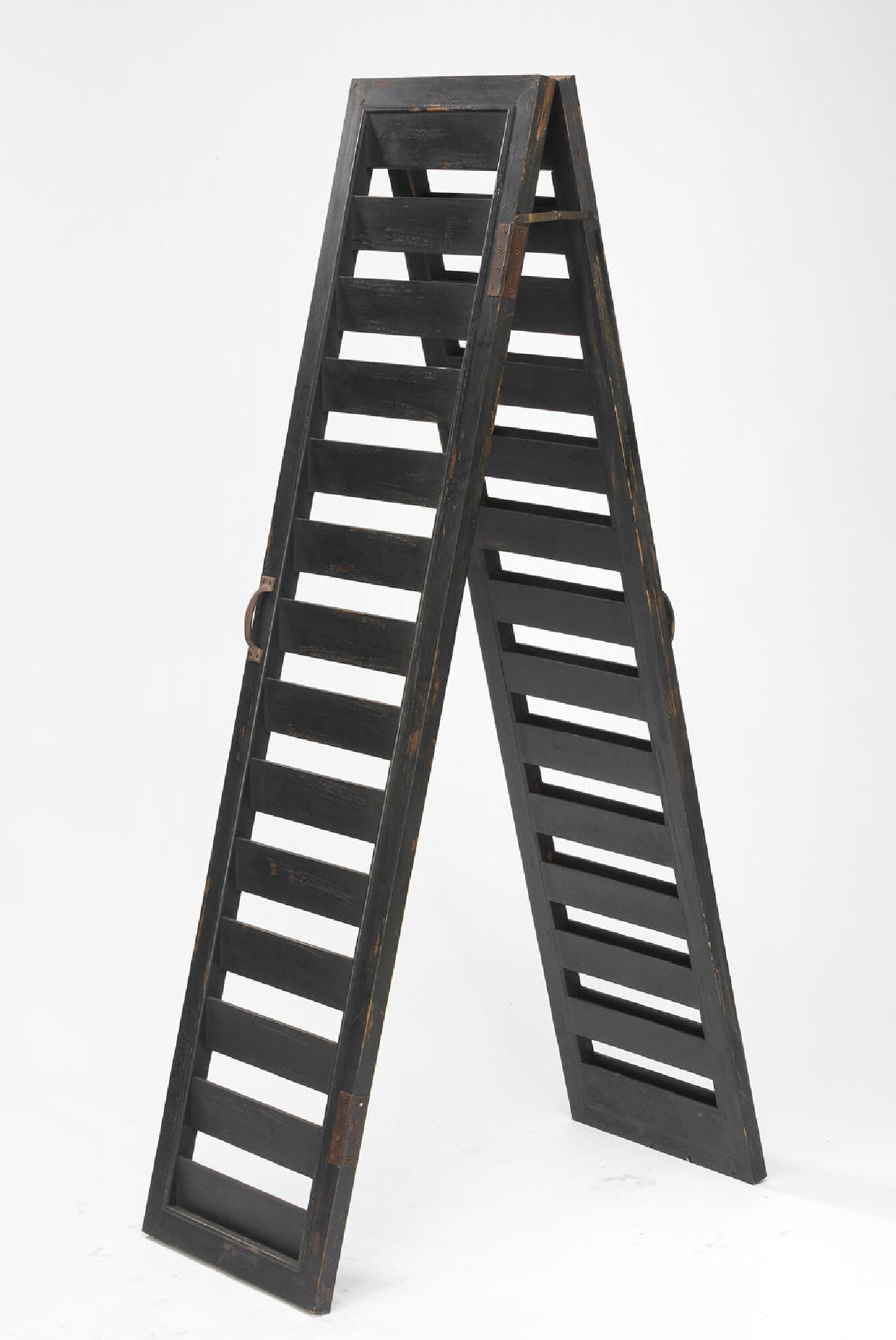 Tripar International 64" Black Two Sided Shutter Panel Ladder Display Stand