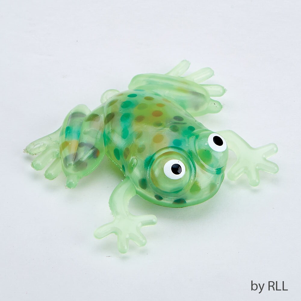 Rite Lite 3&#x22; Green Passover Squish Frog with Colored Gel Beads