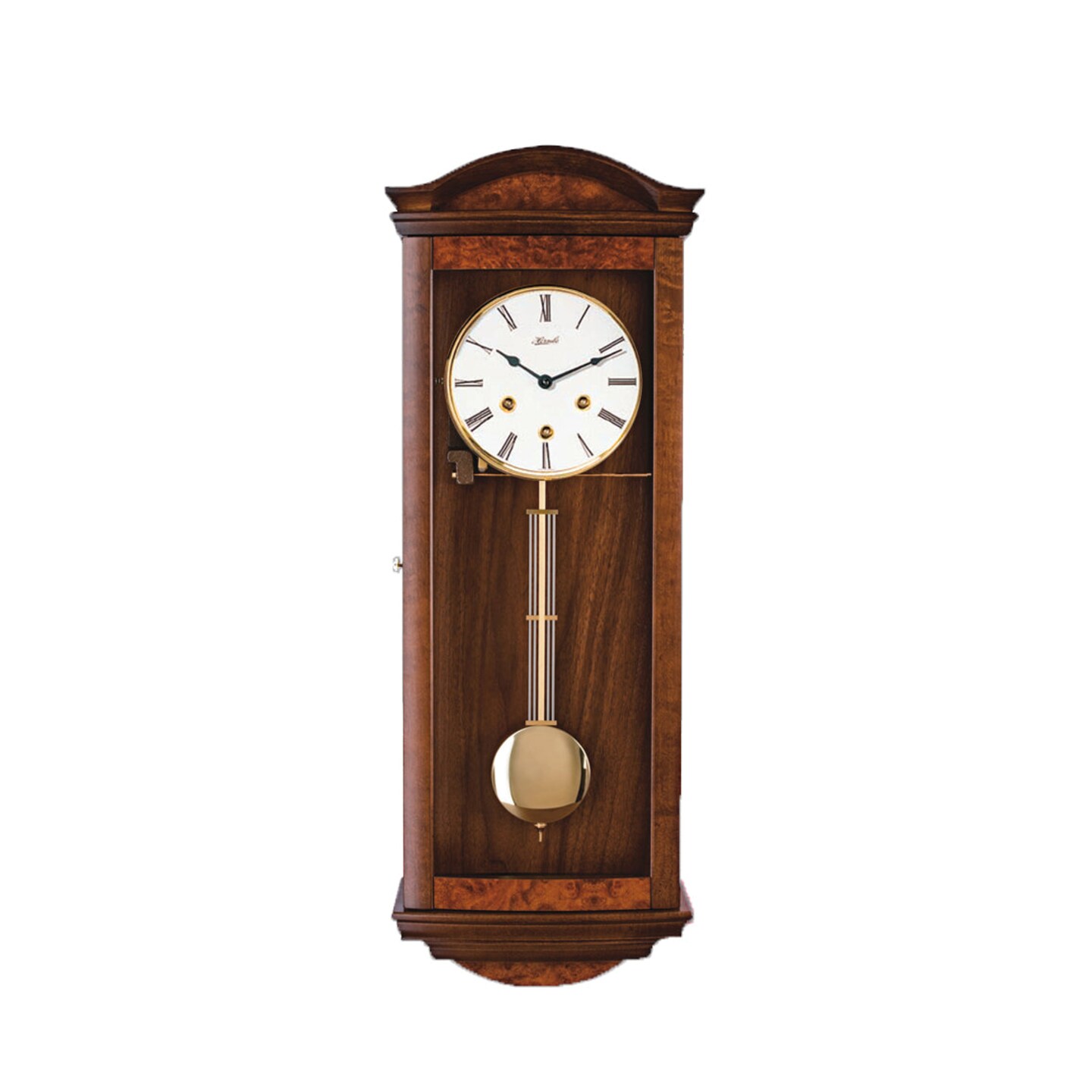 Hermle 26&#x22; Brown and White Rectangular Regulator Pendulum Wall Clock