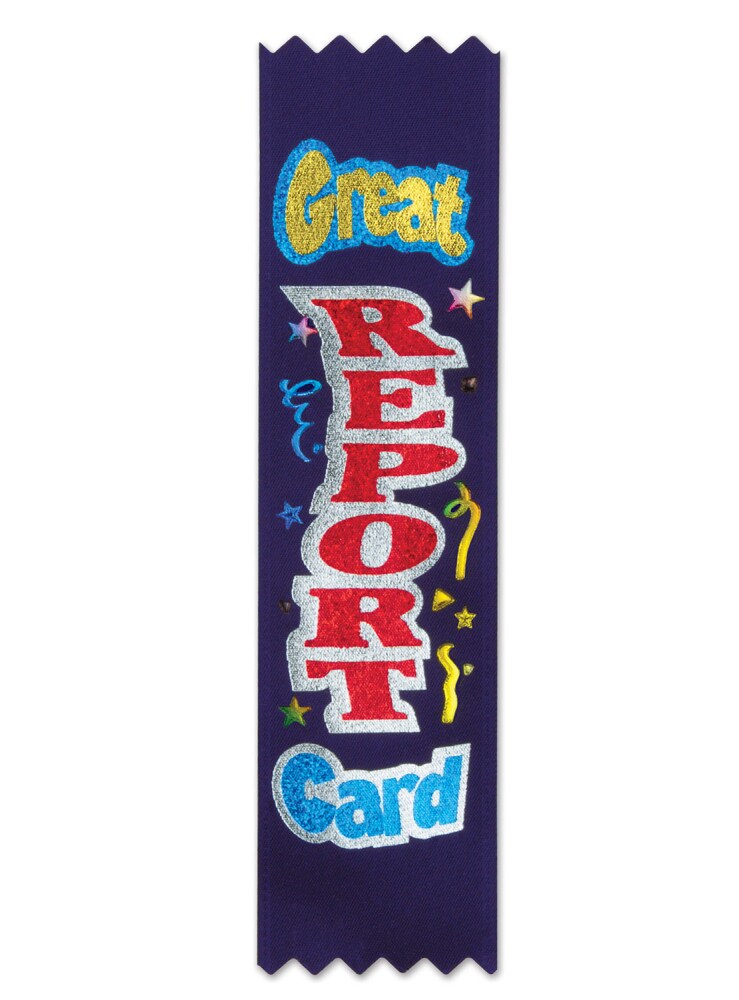 Beistle Pack of 30 Blue &#x22;Great Report&#x22; Card School Achievement Award Prize Ribbons 6.25&#x22;