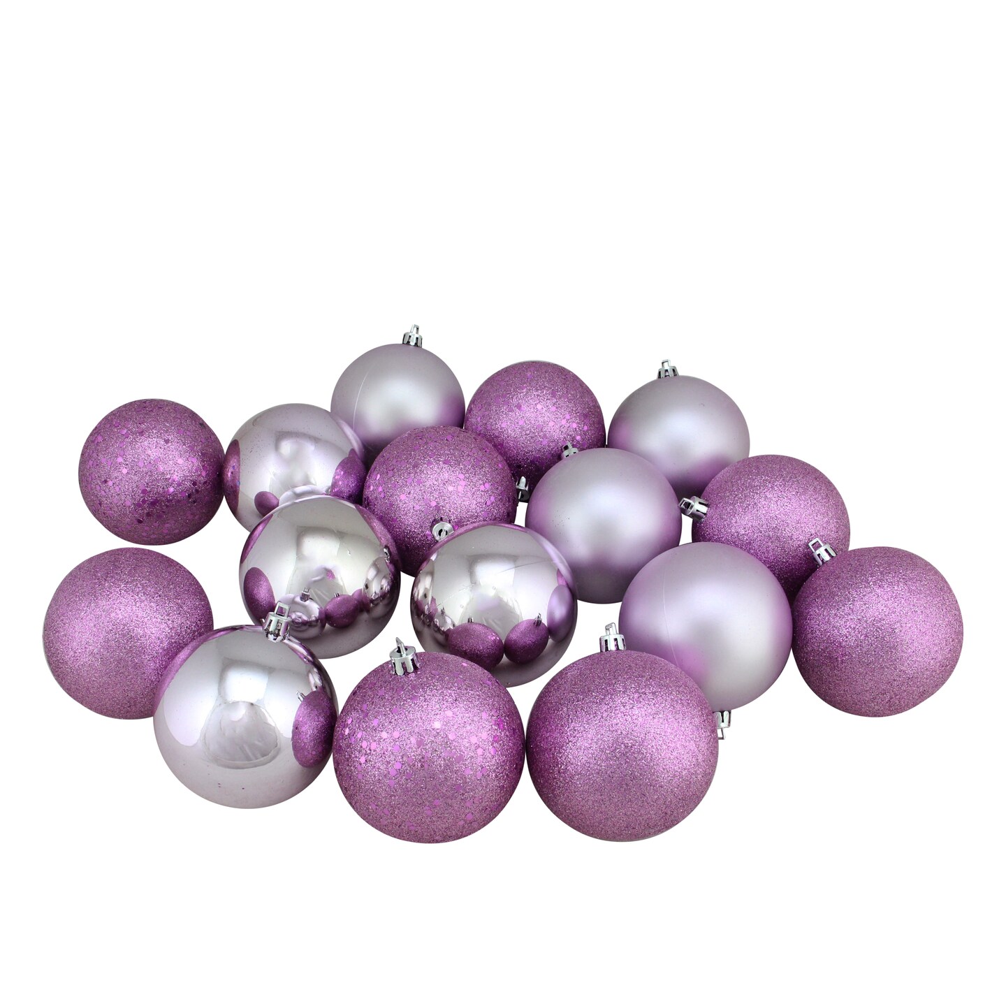 Northlight Shatterproof 4-Finish Christmas Ball Ornaments - 3" (75mm) - Lilac Purple - 16ct