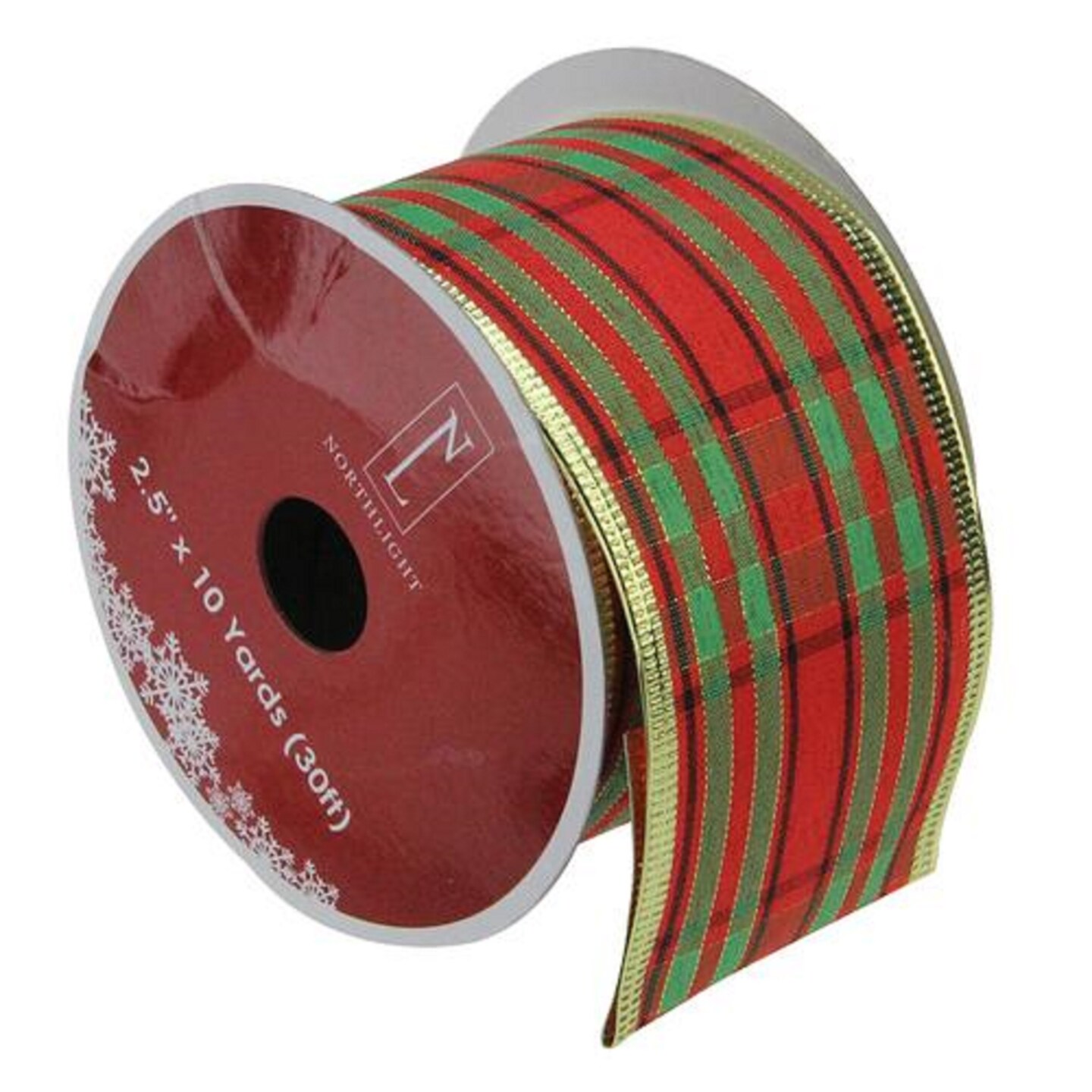 Northlight Red and Green Striped Wired Christmas Craft Ribbon 2.5&#x22; x 10 Yards