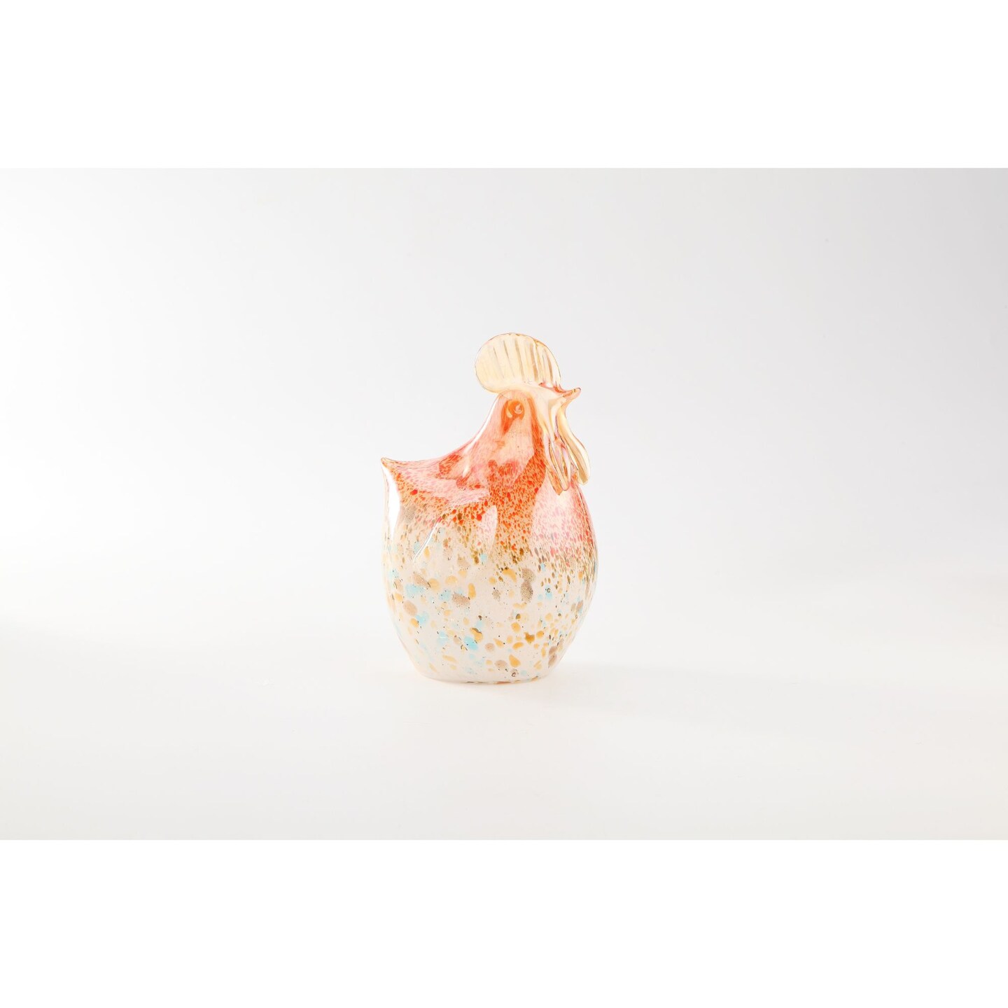 CC Home Furnishings 8.5" Vibrantly Colored Hand Blown Glass Chicken Figurine