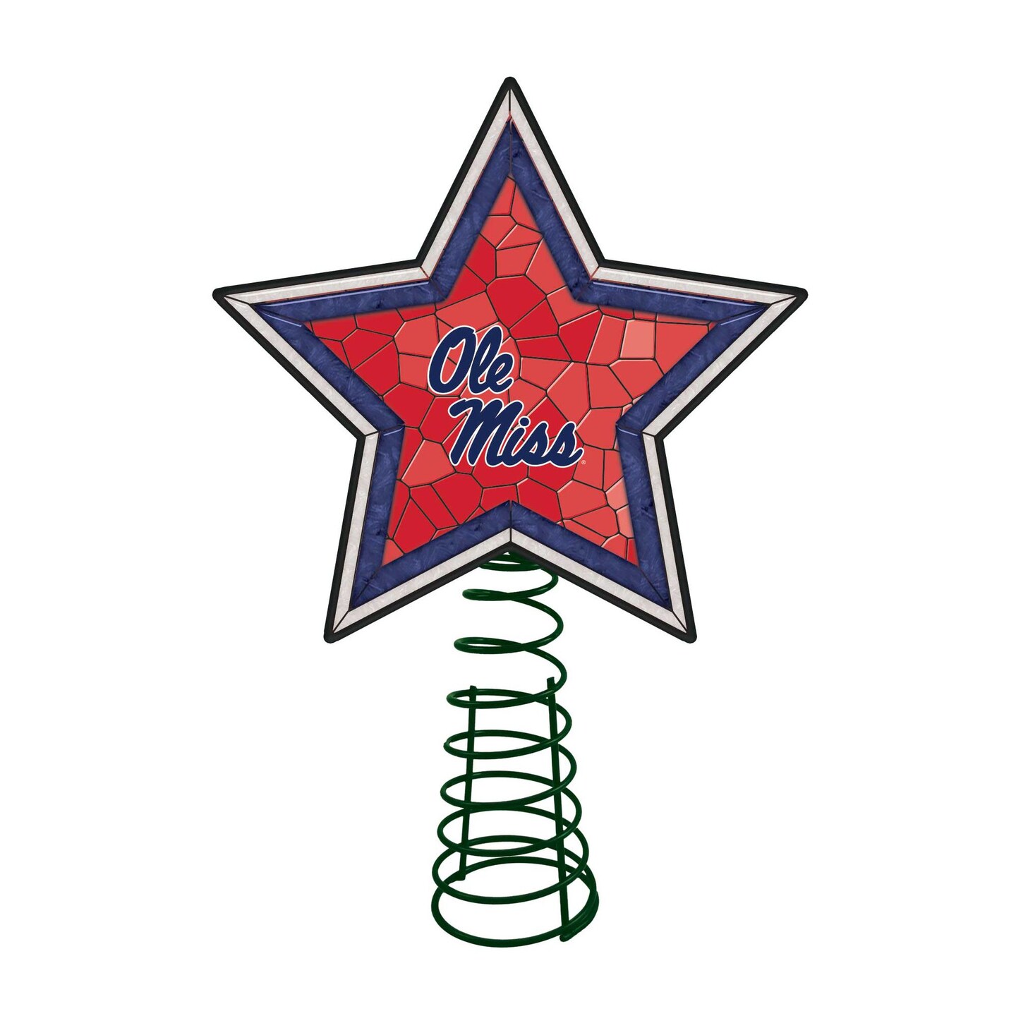 The Memory Company 10" Lighted Blue and Red Star NCAA Ole Miss Rebels Christmas Tree Topper