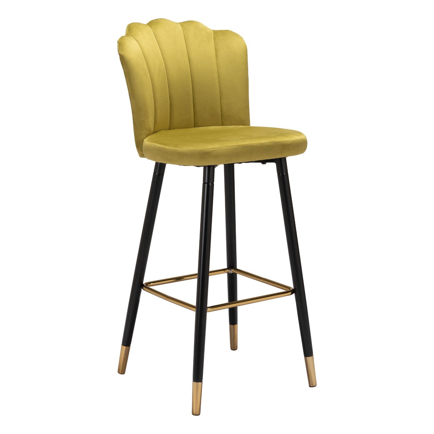Modern Home 42&#x22; Yellow and Black Upholstered Bar Chair with Footrest