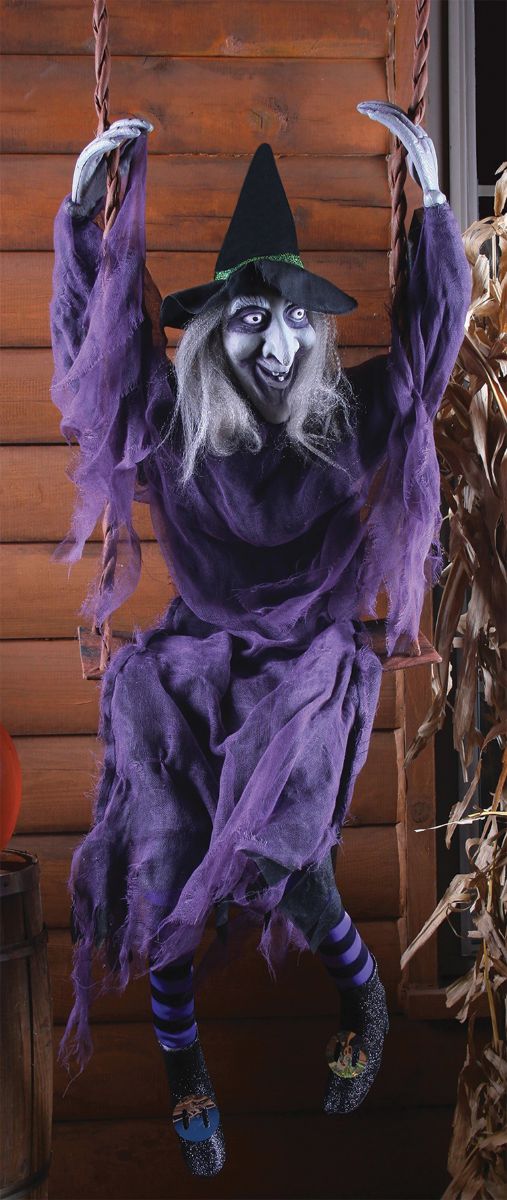 The Costume Center 60&#x22; Purple and Black Witch Swinging Dead Halloween Doll