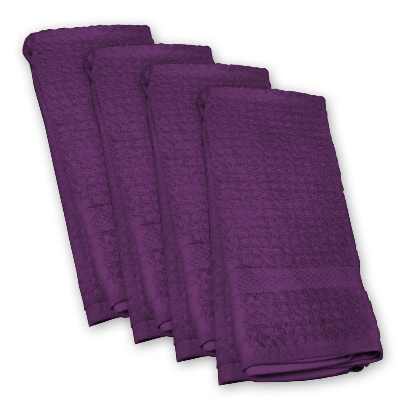 Contemporary Home Living Traditional Kitchen Waffle Terry Dishtowels - 26" - Eggplant Purple - Set of 4