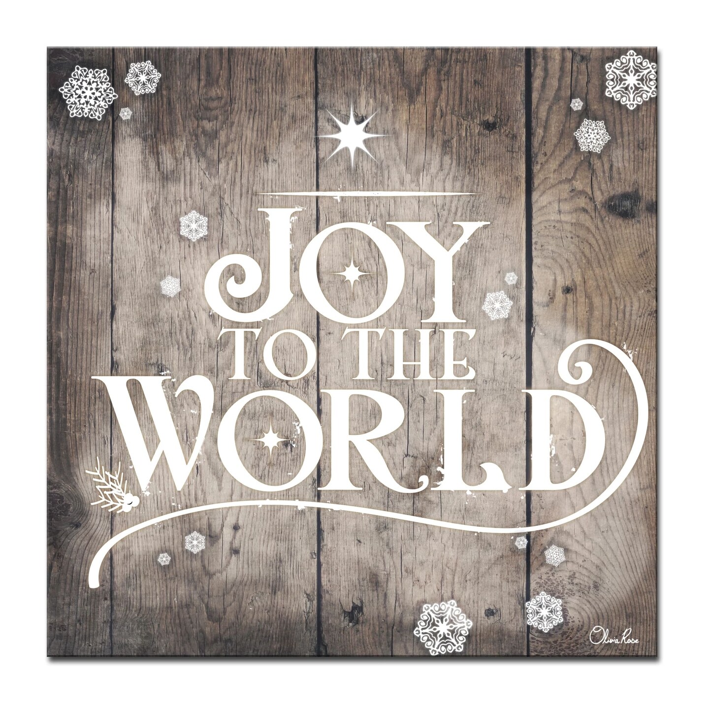 Crafted Creations Brown and White &#x22;JOY TO THE WORLD&#x22; Christmas Wrapped Square Wall Art Decor 20&#x22; x 20&#x22;