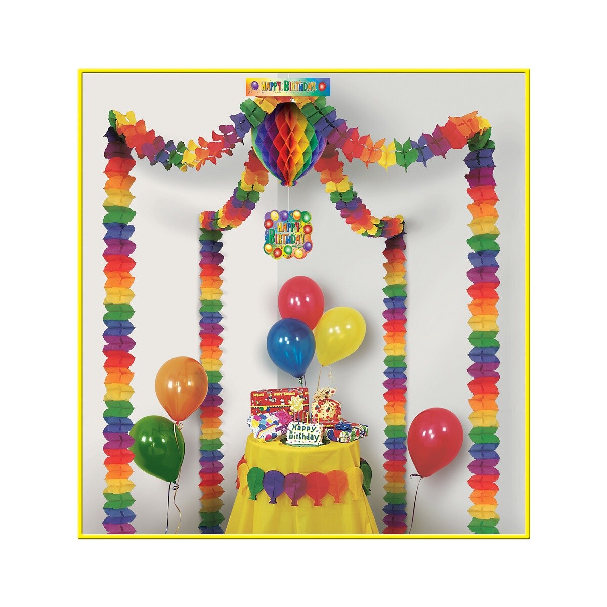 Party Central Pack of 6 Multi-Colored Happy Birthday Party Canopy Decorating Kits 15&#x22;