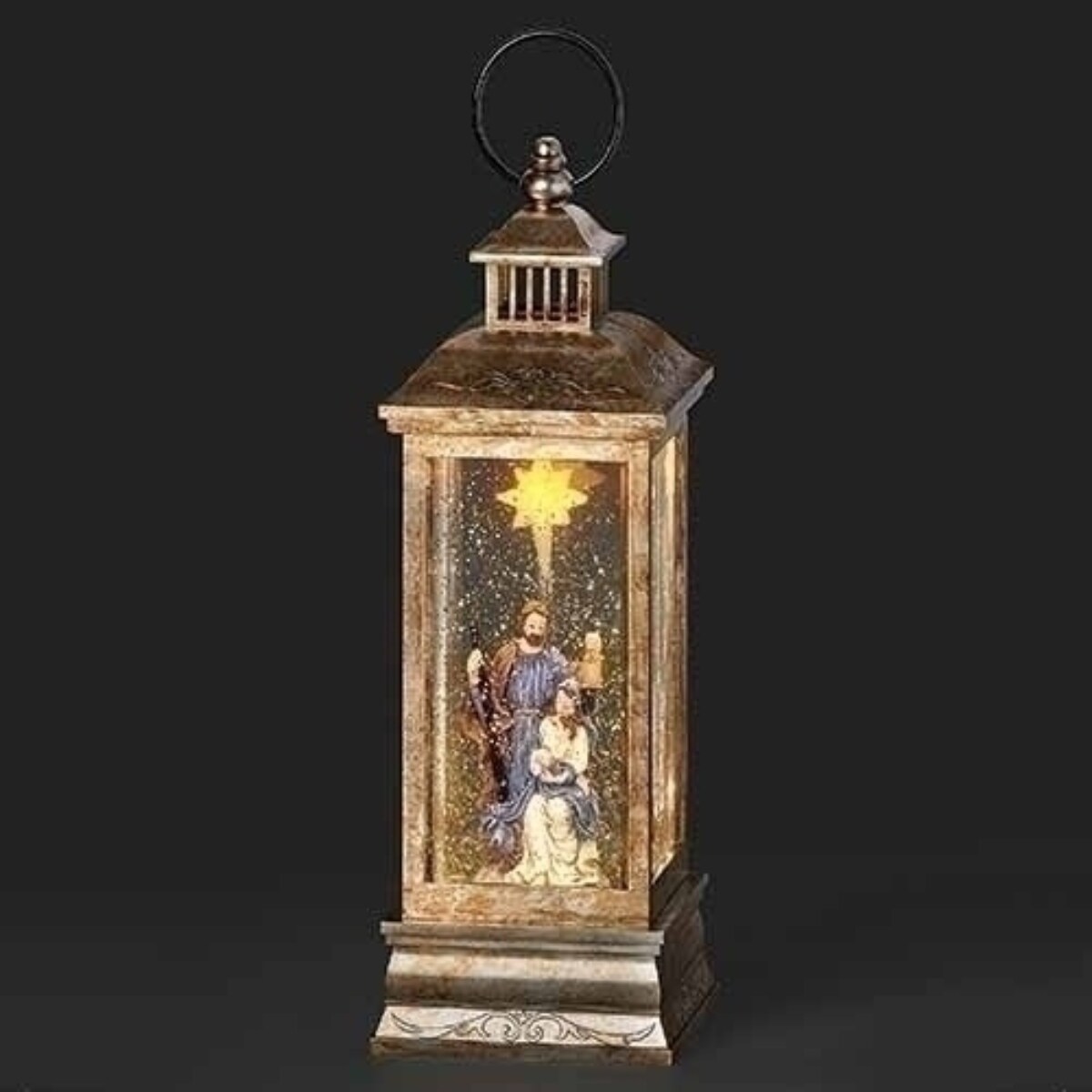 Roman 11" LED Lighted Holy Family Nativity Christmas Snow Globe Lantern ...