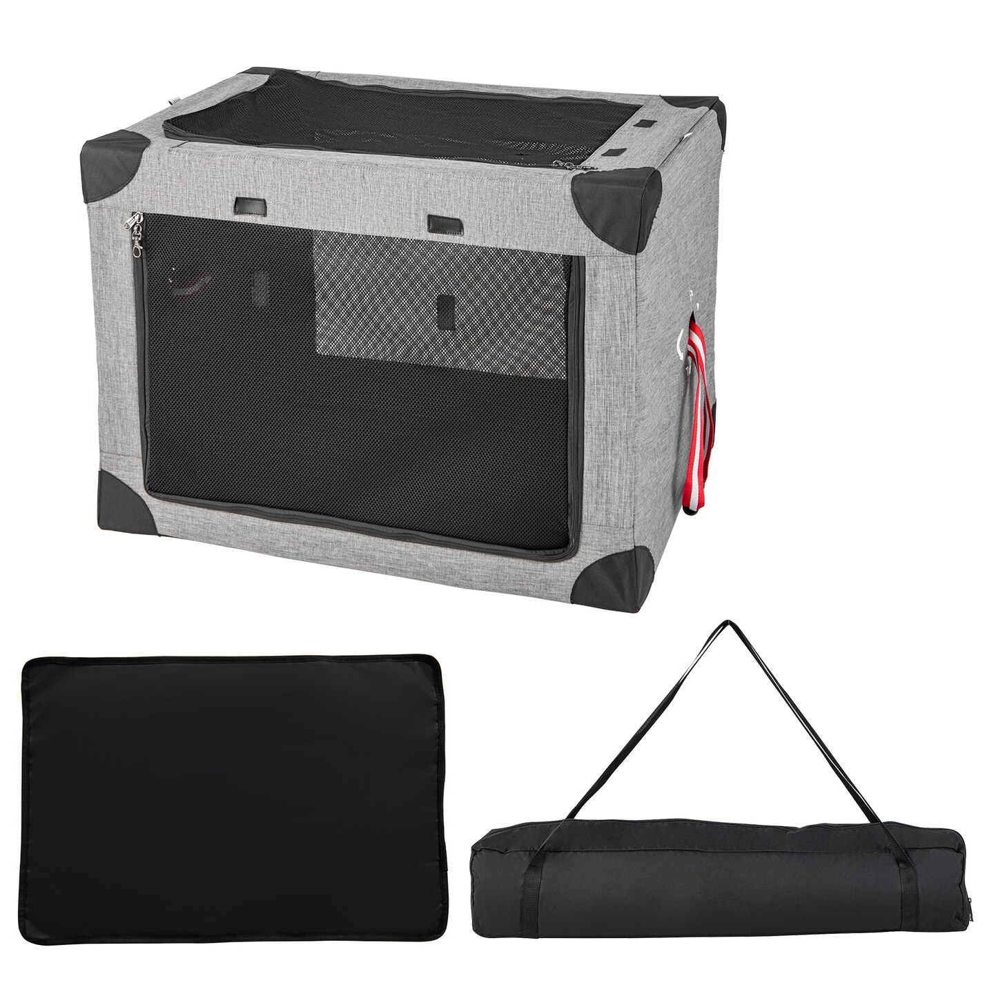 3-Door Dog Crate with Removable Pad and Metal Frame