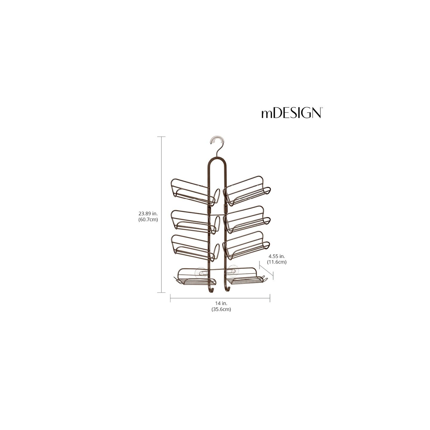 mDesign Hanging Metal Shower Caddy - Bottle Organizer Shower Shelf