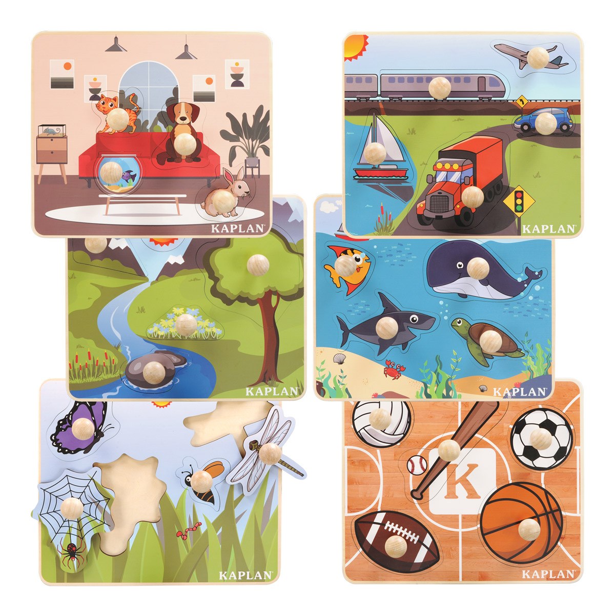 Kaplan Early Learning Company Kaplan Jumbo Knob Puzzles - Set of 7