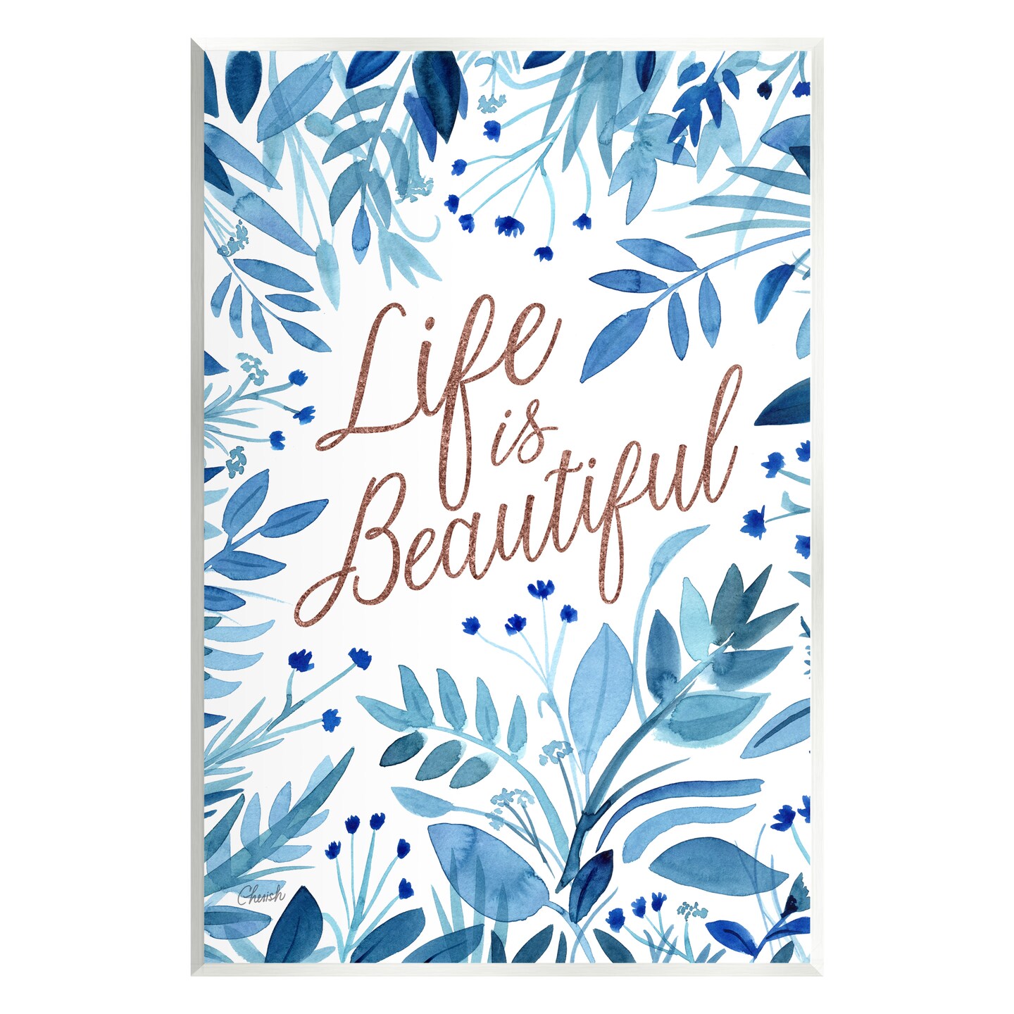 Stupell Industries Life Is Beautiful Blue Wildflowers Wall Plaque Art ...