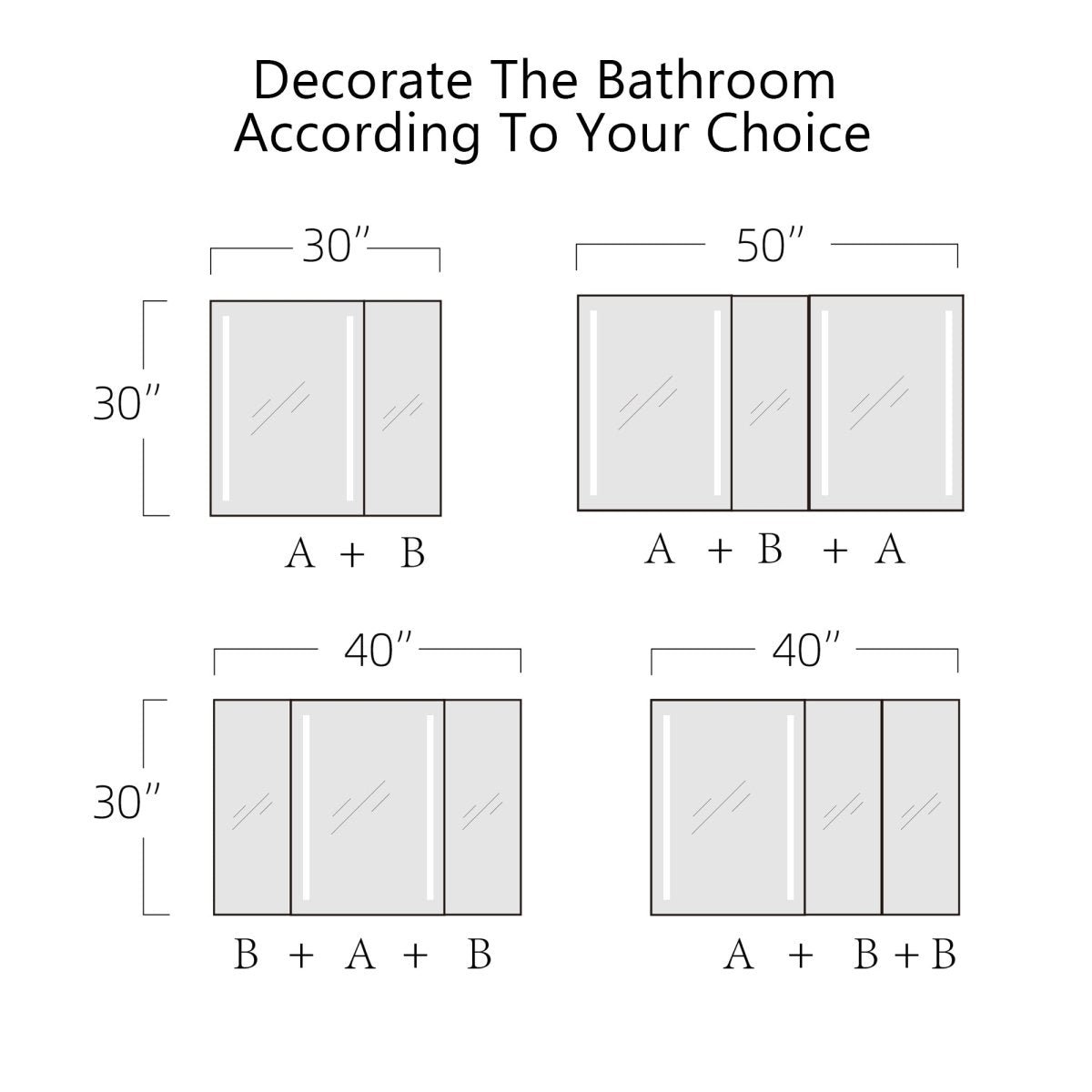 Allsumhome ExBrite 40&#x22; W x 30&#x22; H LED Bathroom Medicine Cabinet Surface Mount Double Door Lighted Medicine Cabinet