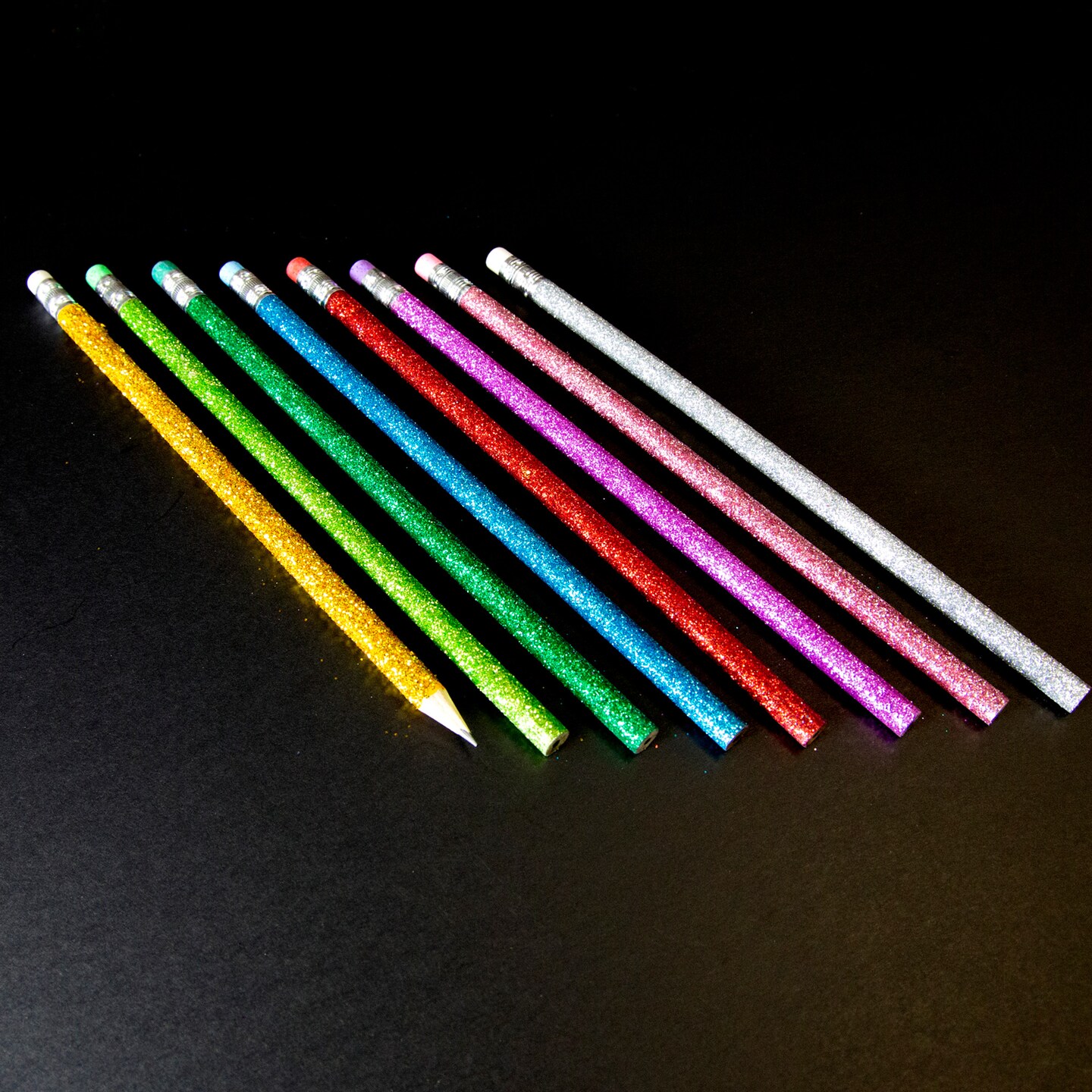BAZIC Wood Pencil w/ Eraser Metallic Glitter (8/Pack)