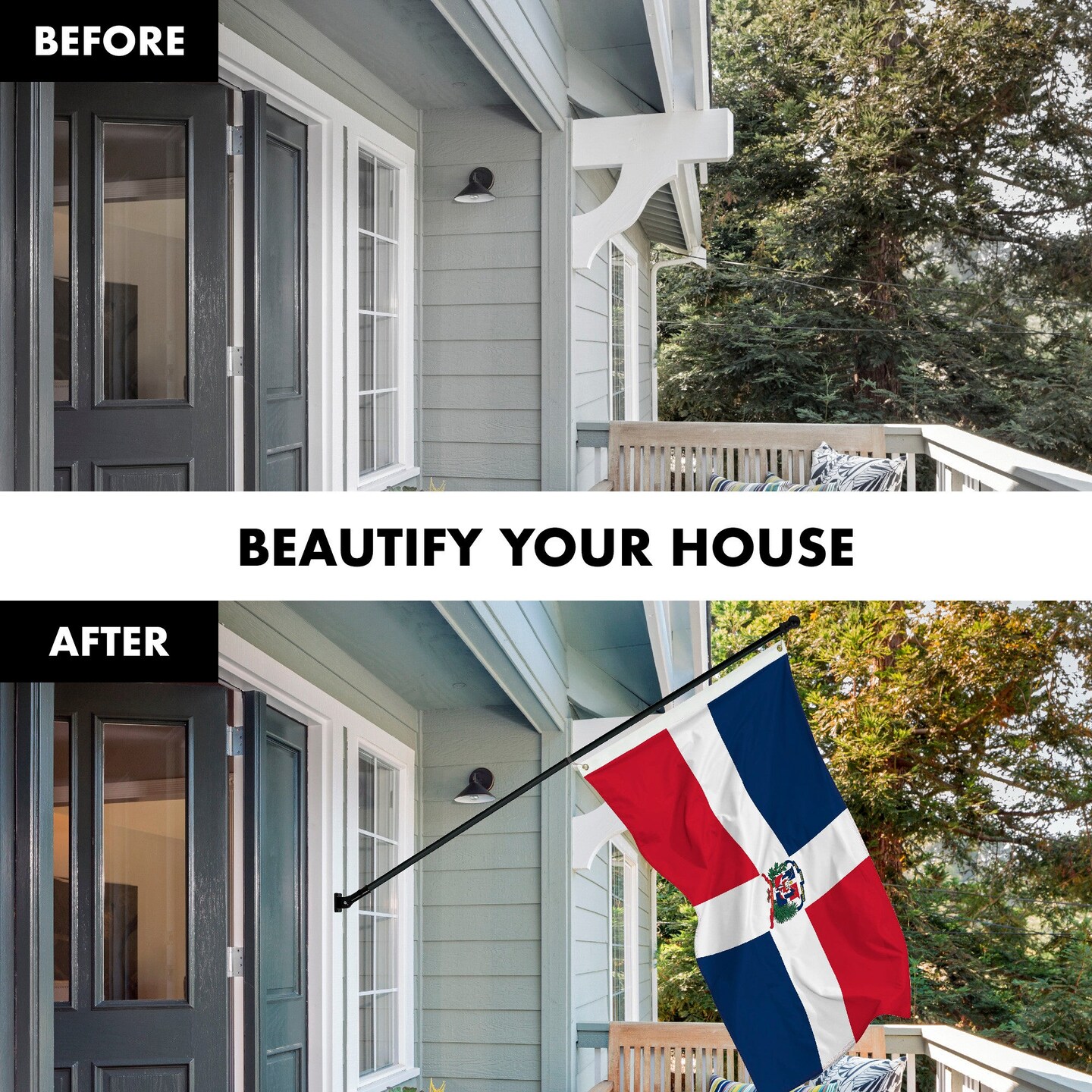 G128 Combo Pack: 6 Feet Tangle Free Spinning Flagpole (Black) Dominican Republic Dominican Flag 3x5 ft Printed 150D Brass Grommets (Flag Included) Aluminum Flag Pole