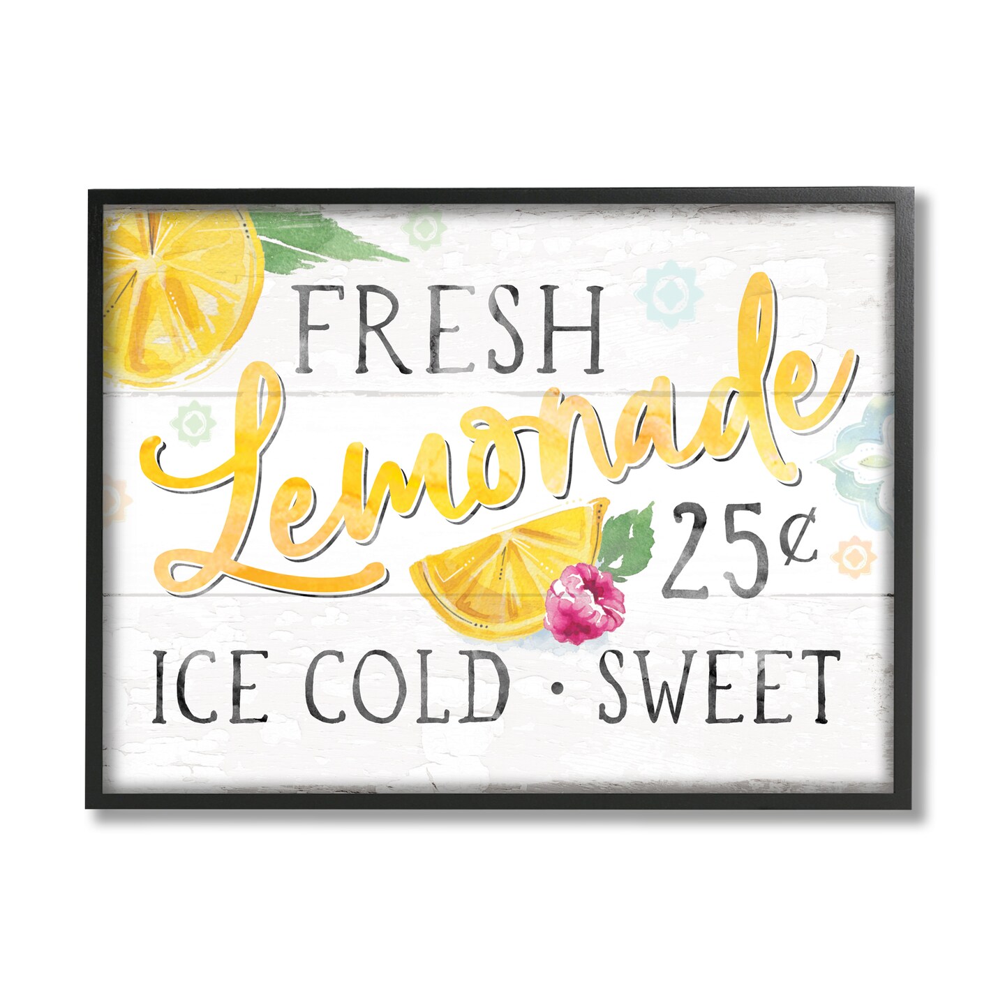 Stupell Industries Fresh Lemonade Country Citrus Black Framed Giclee Art