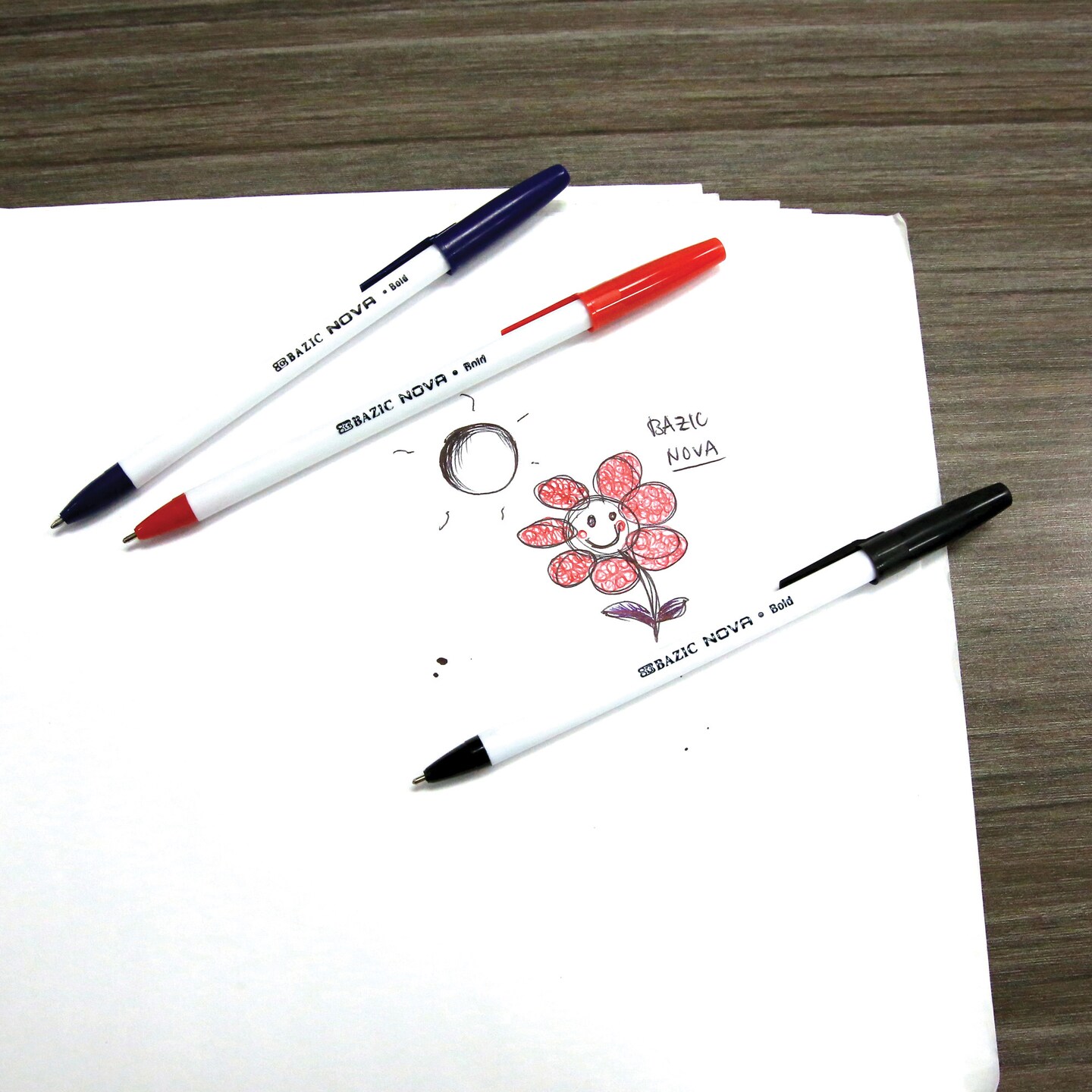 BAZIC Nova Assorted Color Stick Pen (12/Pack)