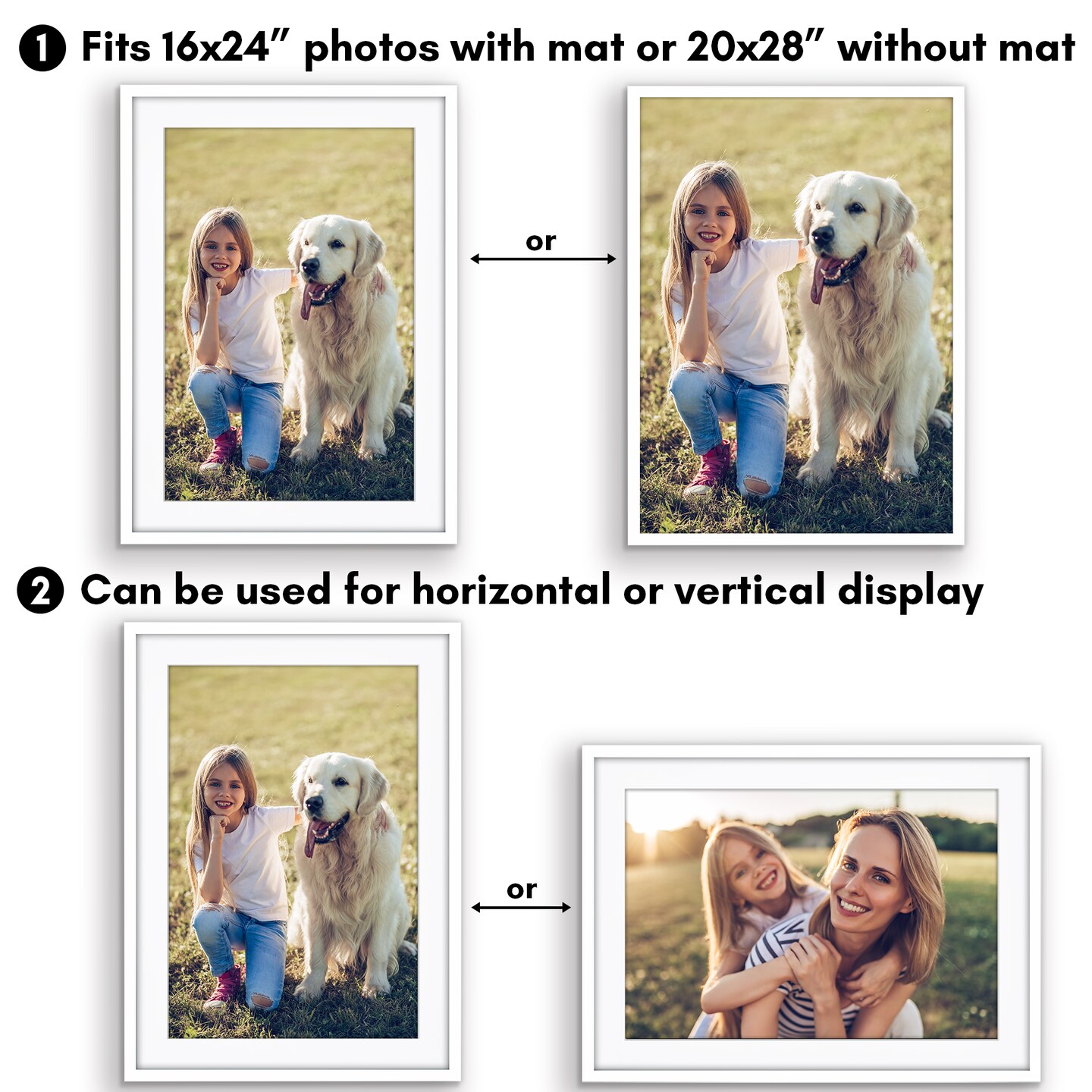 Americanflat Gallery-Style Picture Frame with Mat - Showcase Artwork, Prints, and Photos - Shatter Resistant Glass - Hanging Hardware with Drywall Anchor