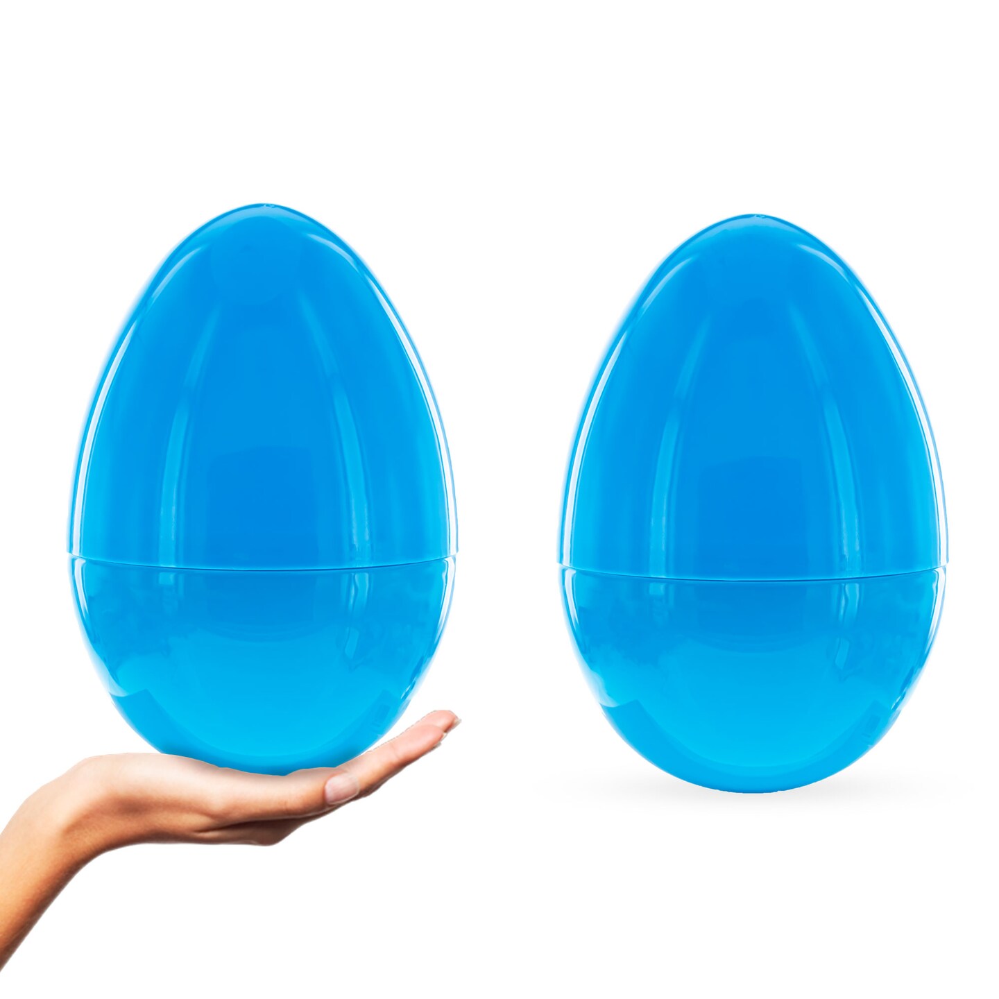 Set of 2 Blue Giant Jumbo Size Fillable Plastic Easter Eggs 10 Inches