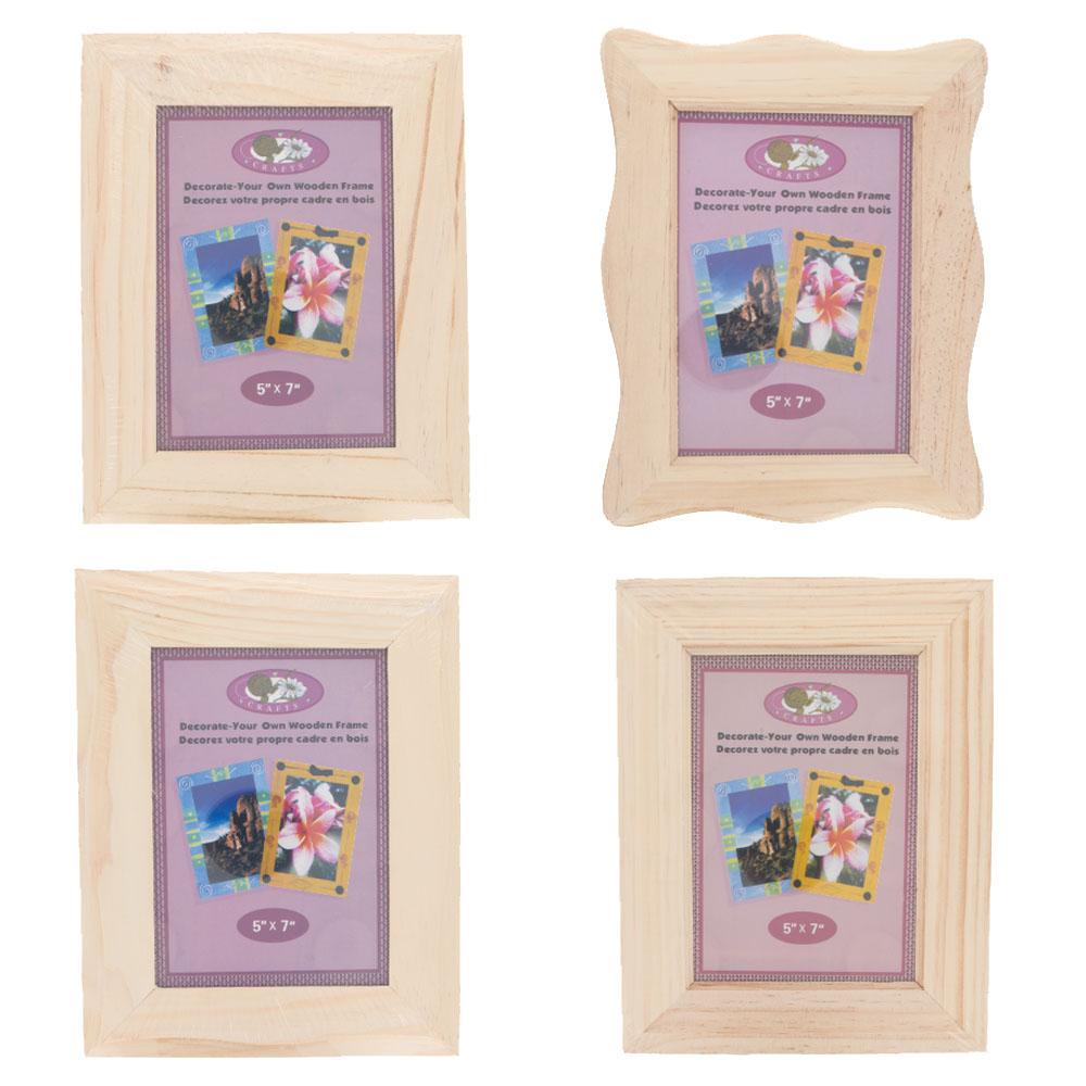 Set of 4 Unfinished Unpainted Wooden Picture Frames 9.5 Inches x 7.5 Inches