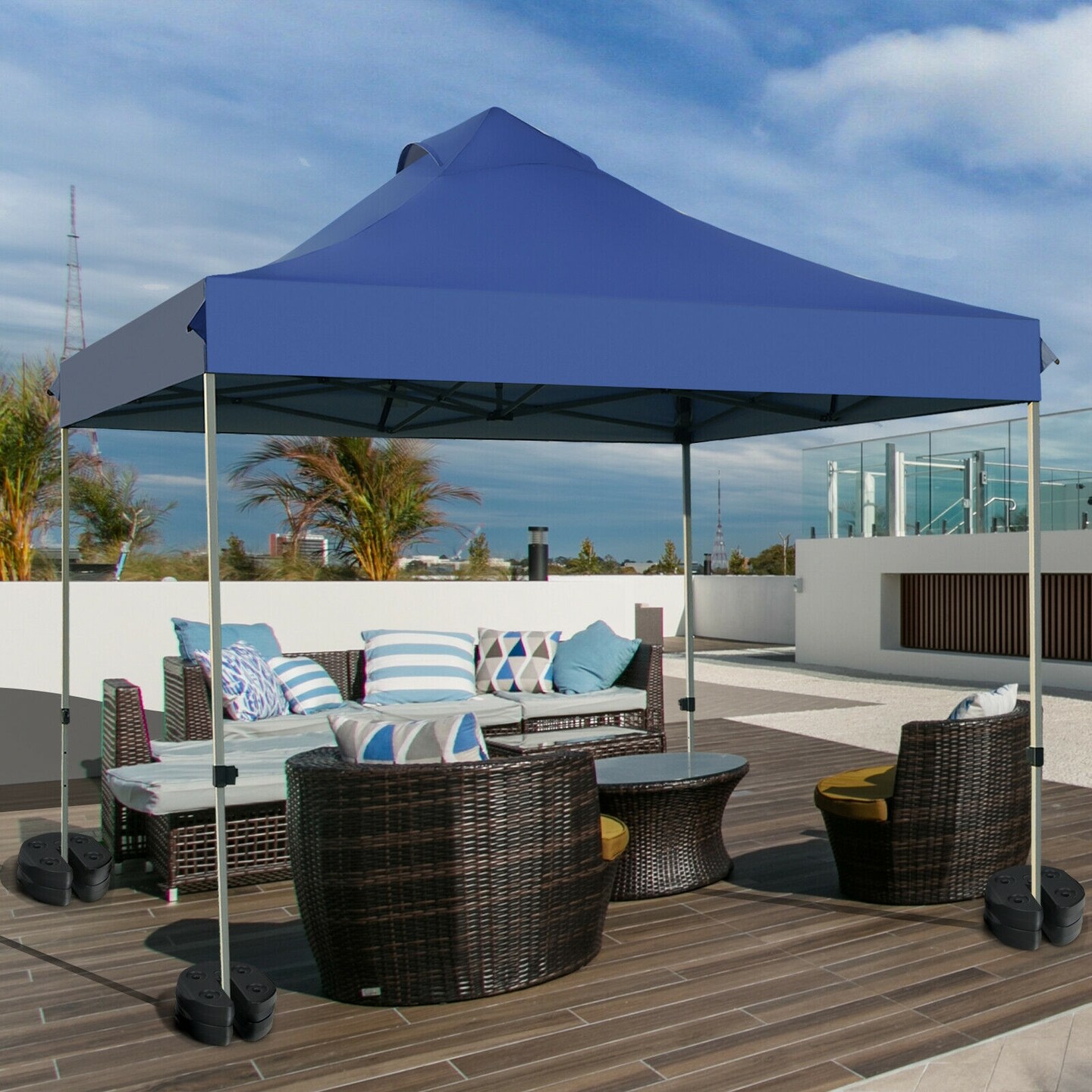 Set of 8 Tent Portable Weight Plates for Canopy Poles Water or Sand Fill Weather Resistant Design