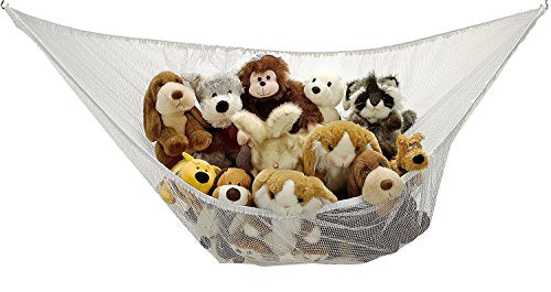 Handy Laundry Jumbo Toy Hammock, White, Organize Stuffed Animals &#x26; Children&#x27;s Toys with This Mesh Hammock, Great Decor, Neatly Organizing Kid&#x27;s Toys and Stuffed Animals, Expands to 5.5 feet, (2-Pack)